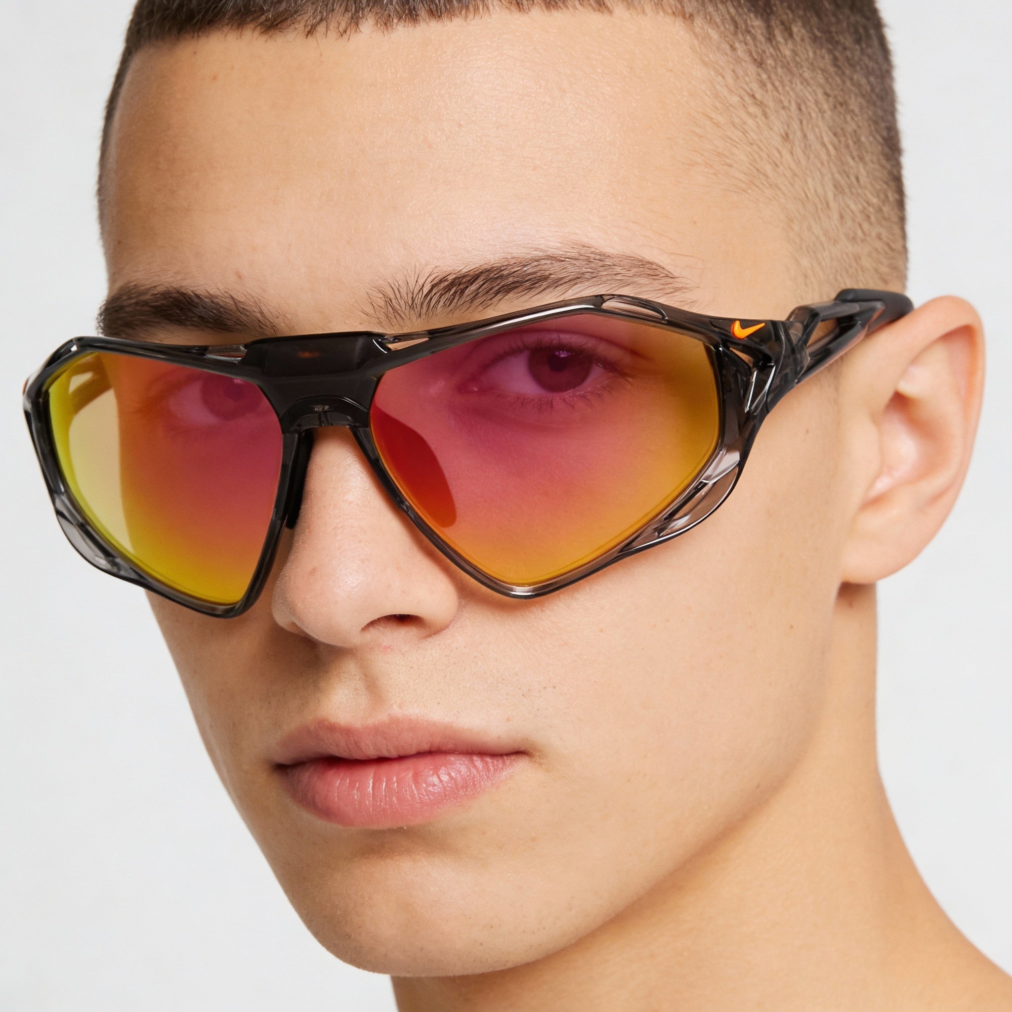 Gafas de sol Nike Zeus Rise E If1113x unisex de acetato con protección UV y efecto espejo, color gris humo, naranja carretera, 63 mm, Photo 4
