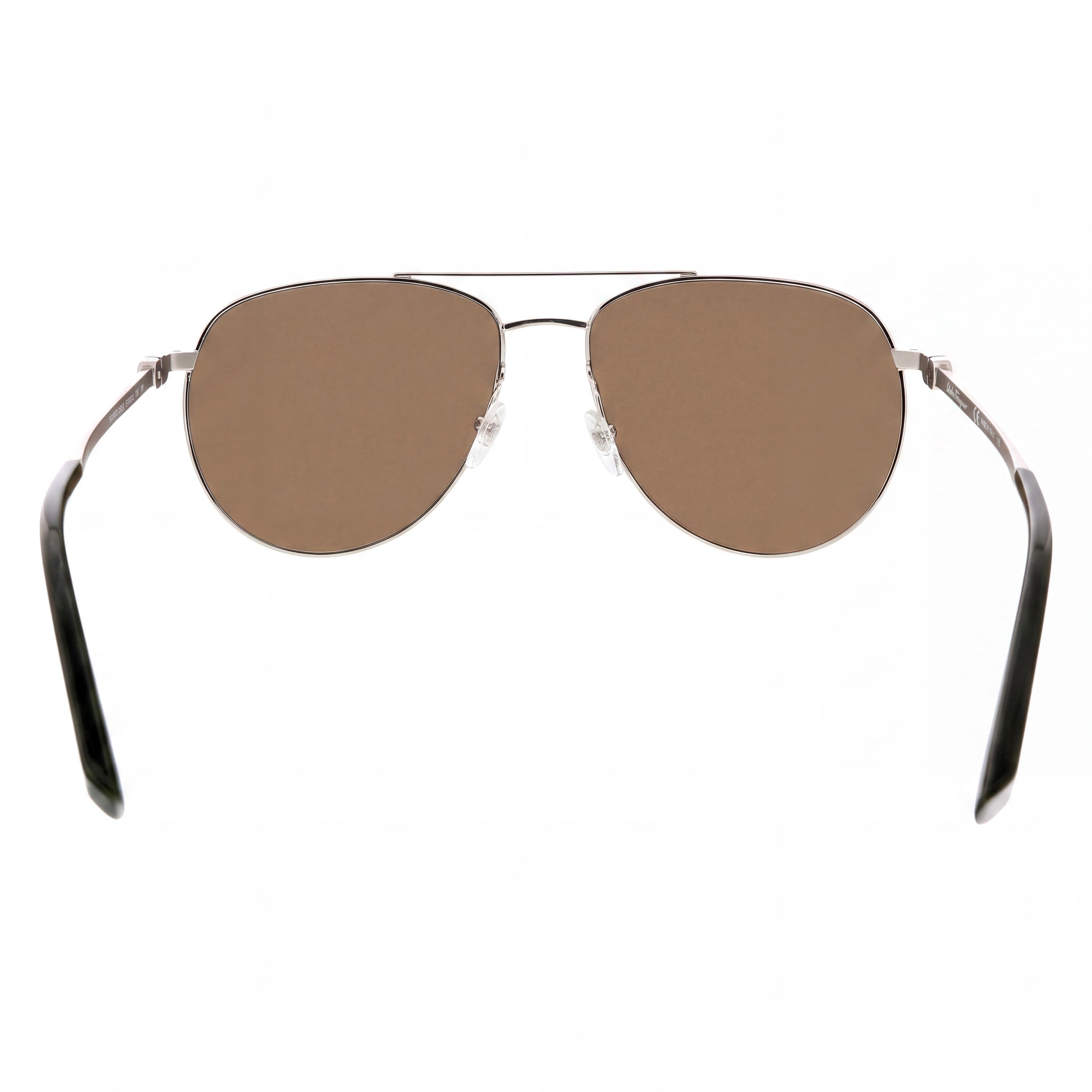 Salvatore Ferragamo Aviators Unisex Silver Metal Brown Lens UV Protection Sunglasses 60-15-140mm, Photo 4
