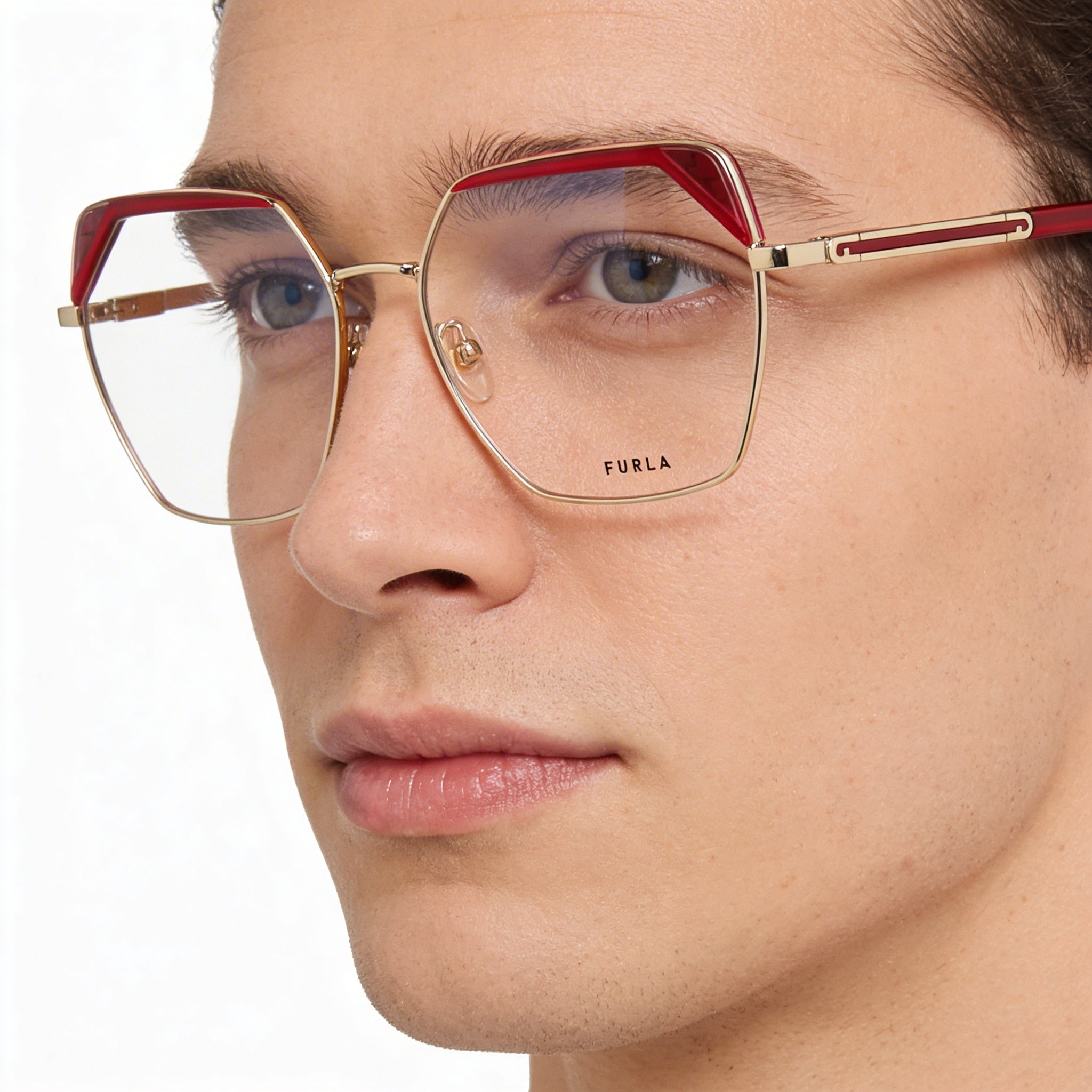 Gafas de sol Furla Modern con montura metálica para hombre en Oro Chiaro Lucido con lentes a juego, ancho de lente de 55 mm, Photo 4