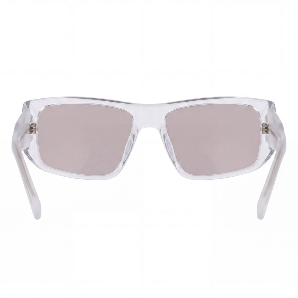 DKNY Dk555s Women's Crystal Clear Plastic Frame, Solid Smoke With Gunmetal Flash UV Protection Sunglasses, 57mm