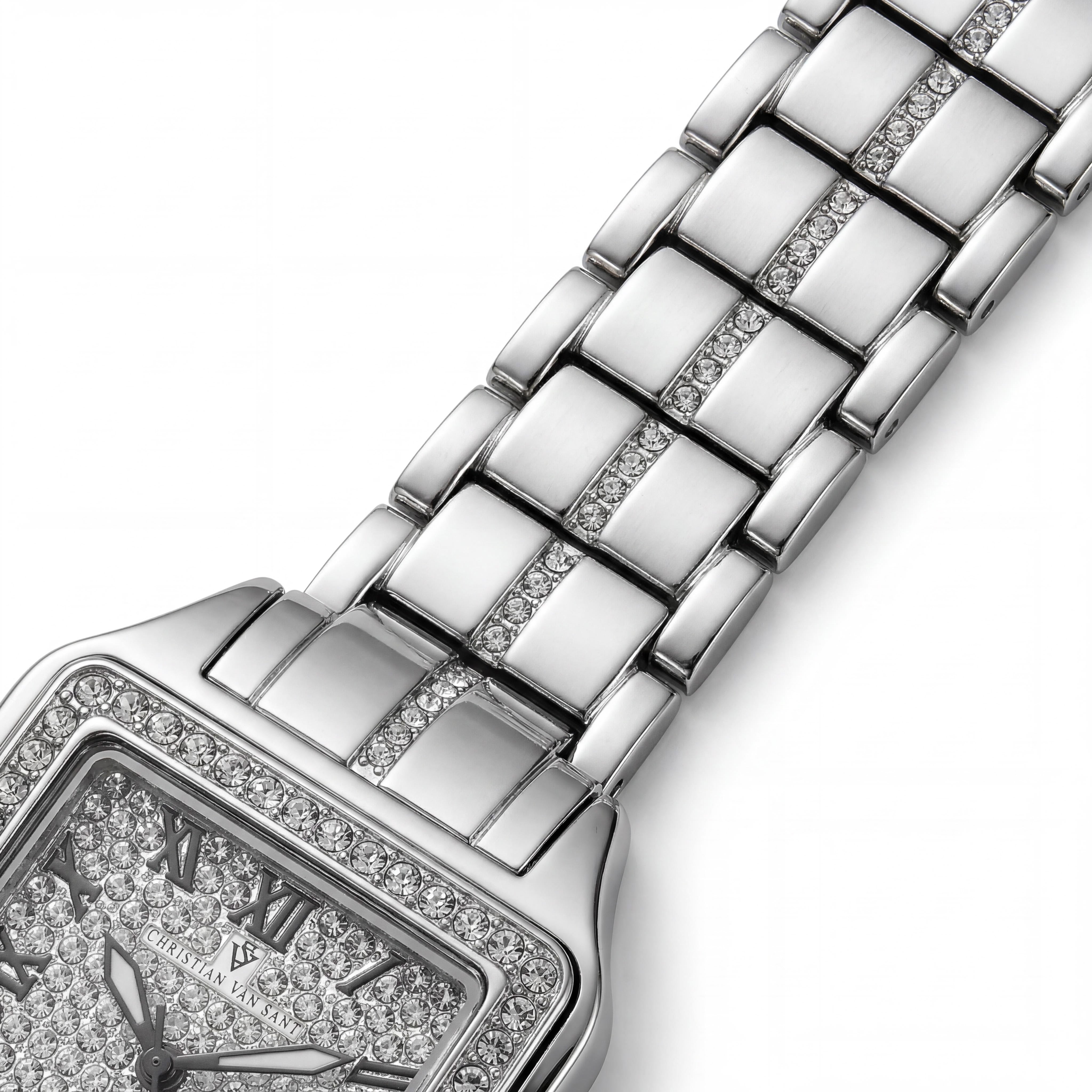 Christian Van Sant CV4620 Splendeur Women's 41mm Silver-Tone Stainless Steel Bracelet Quartz Watch with Crystals, Timer, and Water Resistance, Photo 3