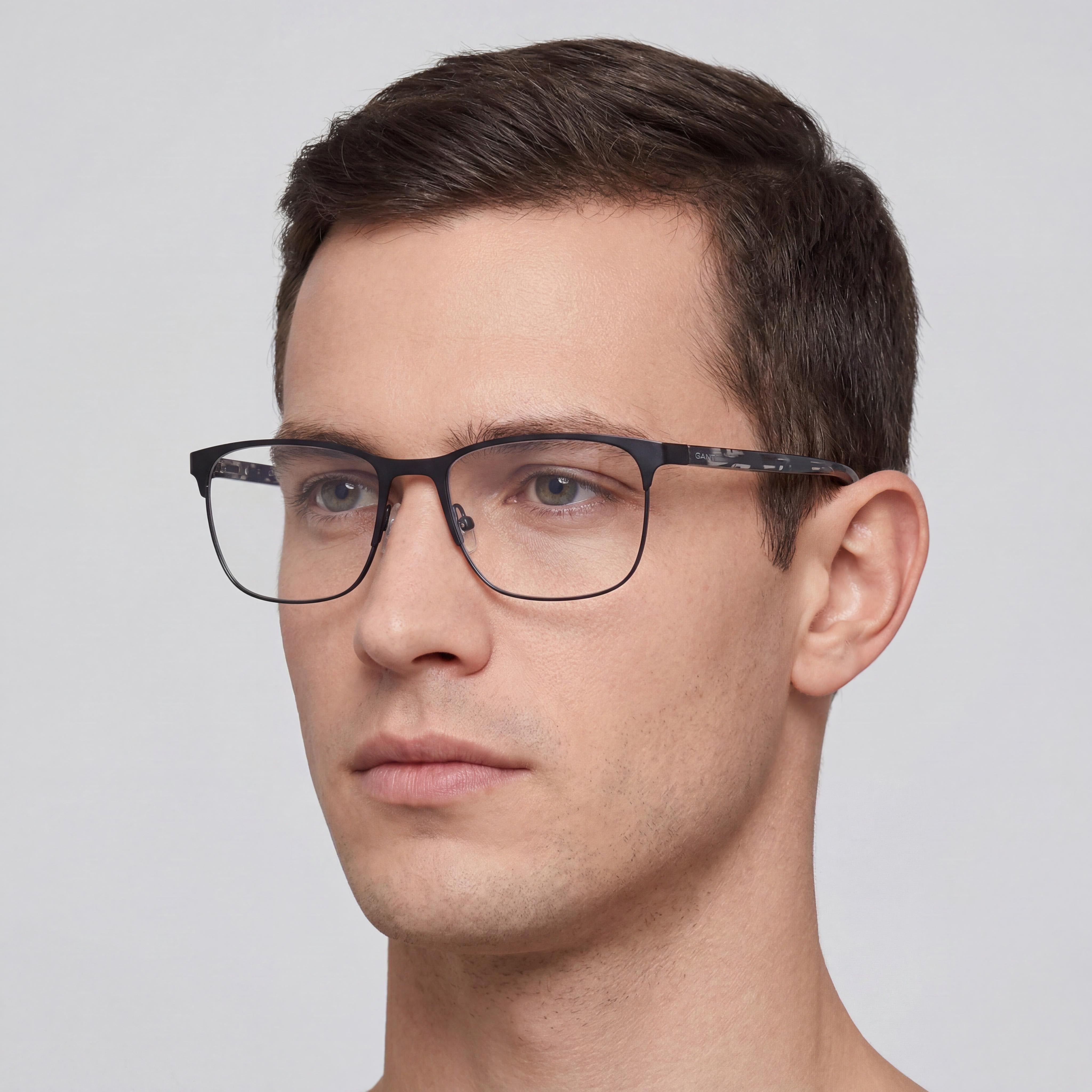 GANT Modern Eyewear for Men, featuring a Matte Black Metal Frame with Polarized Clear Polycarbonate Lenses, 53mm, Photo 5