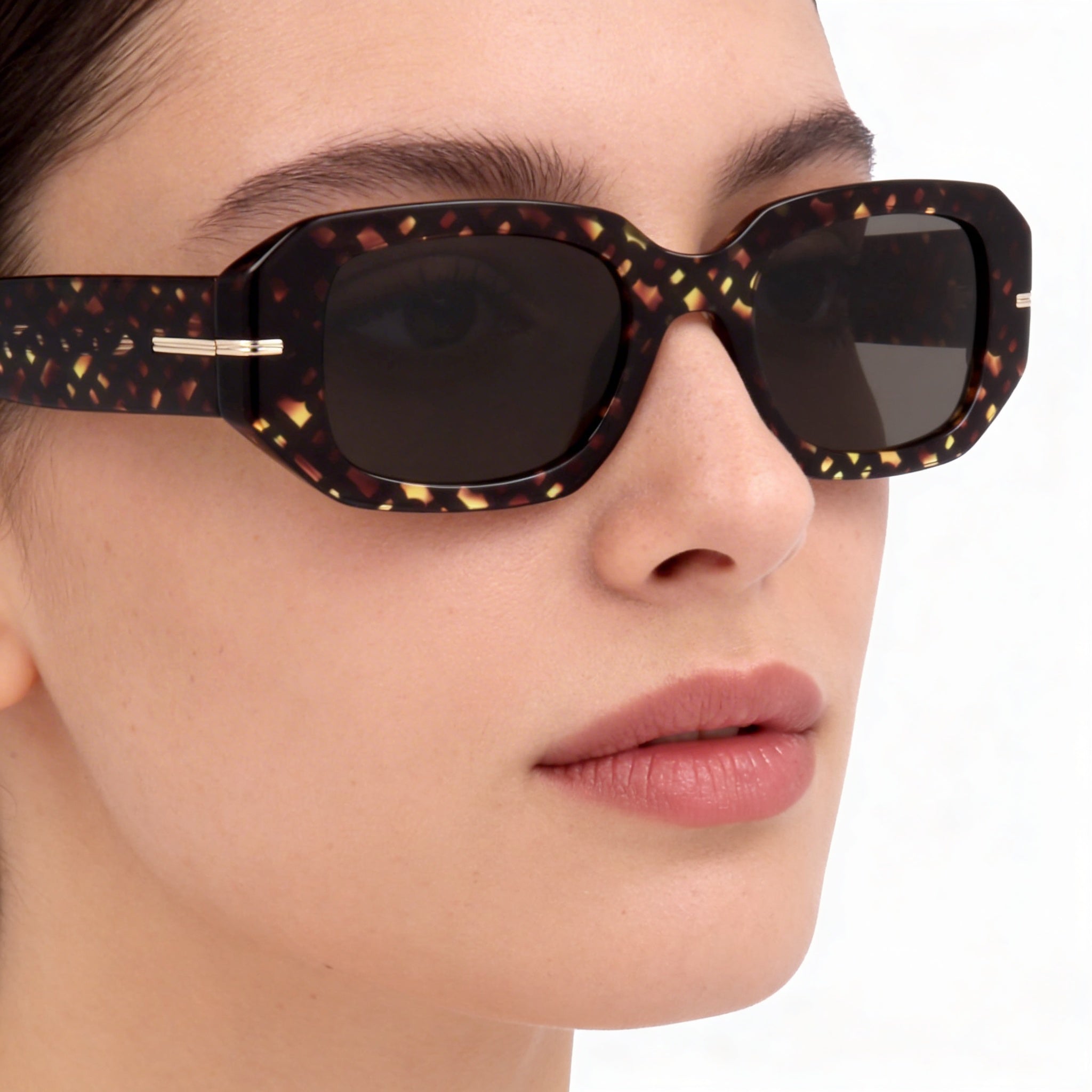 Hugo Boss Distinctive Codes Women's Acetate Eyewear, Havana Pattern Grey Frame with Grey Lenses, 50mm, Photo 3