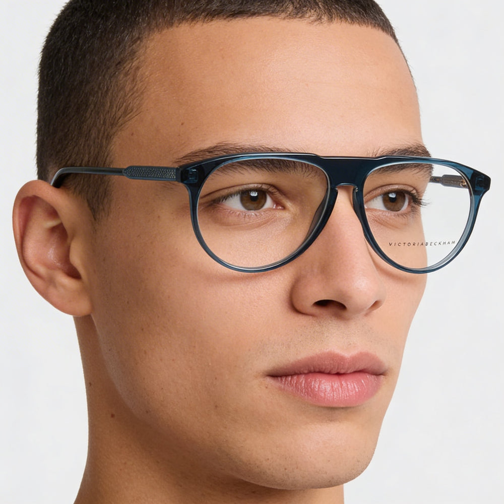 Victoria Beckham Vb2602, modelo de gafas para hombre con montura verde azulado y lentes de policarbonato, tamaño 58 mm