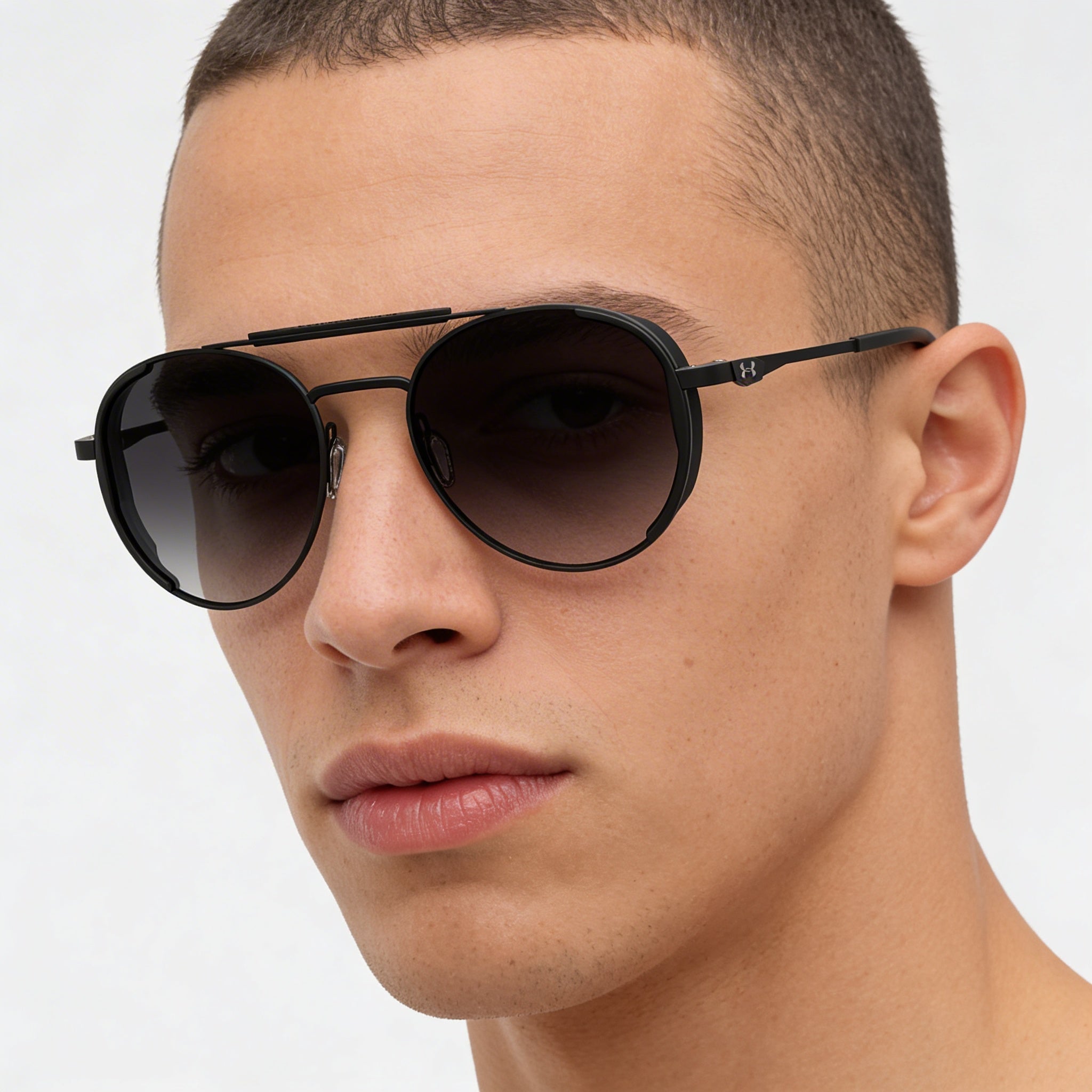 Under Armour Ua 0008/G/S Unisex Black Matte/Grey Alloy Steel Sunglasses with Matt Black Lenses, UV Protected 55mm, Photo 5