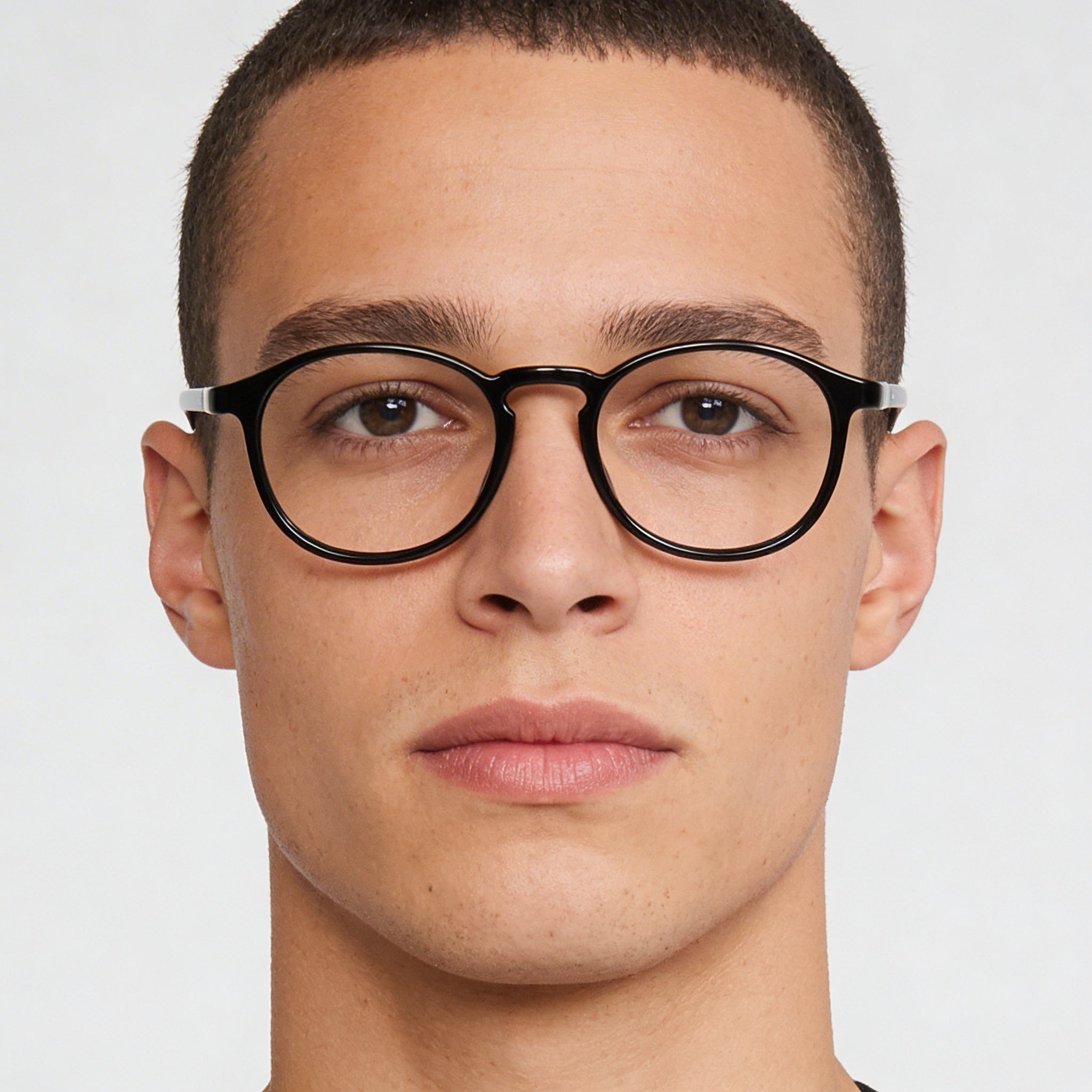 Hugo Boss Gafas con montura de celulosa negra y lentes transparentes no ópticas para hombre 50-20-145, Photo 4