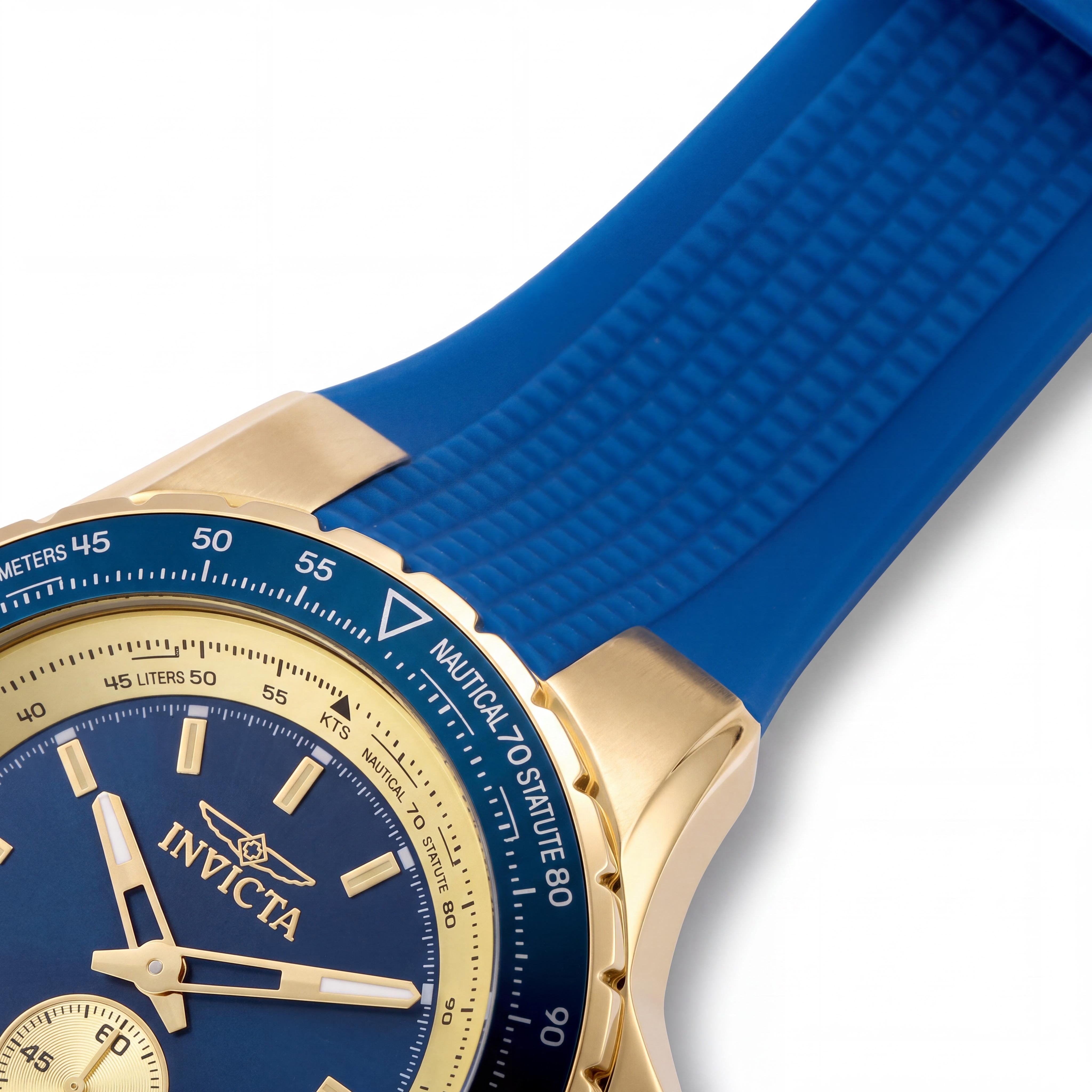 Invicta Aviator 49307 Unisex Quartz 50mm Stainless Steel Blue Dial Silicone Strap 10 ATM Water Resistant Watch, Photo 3