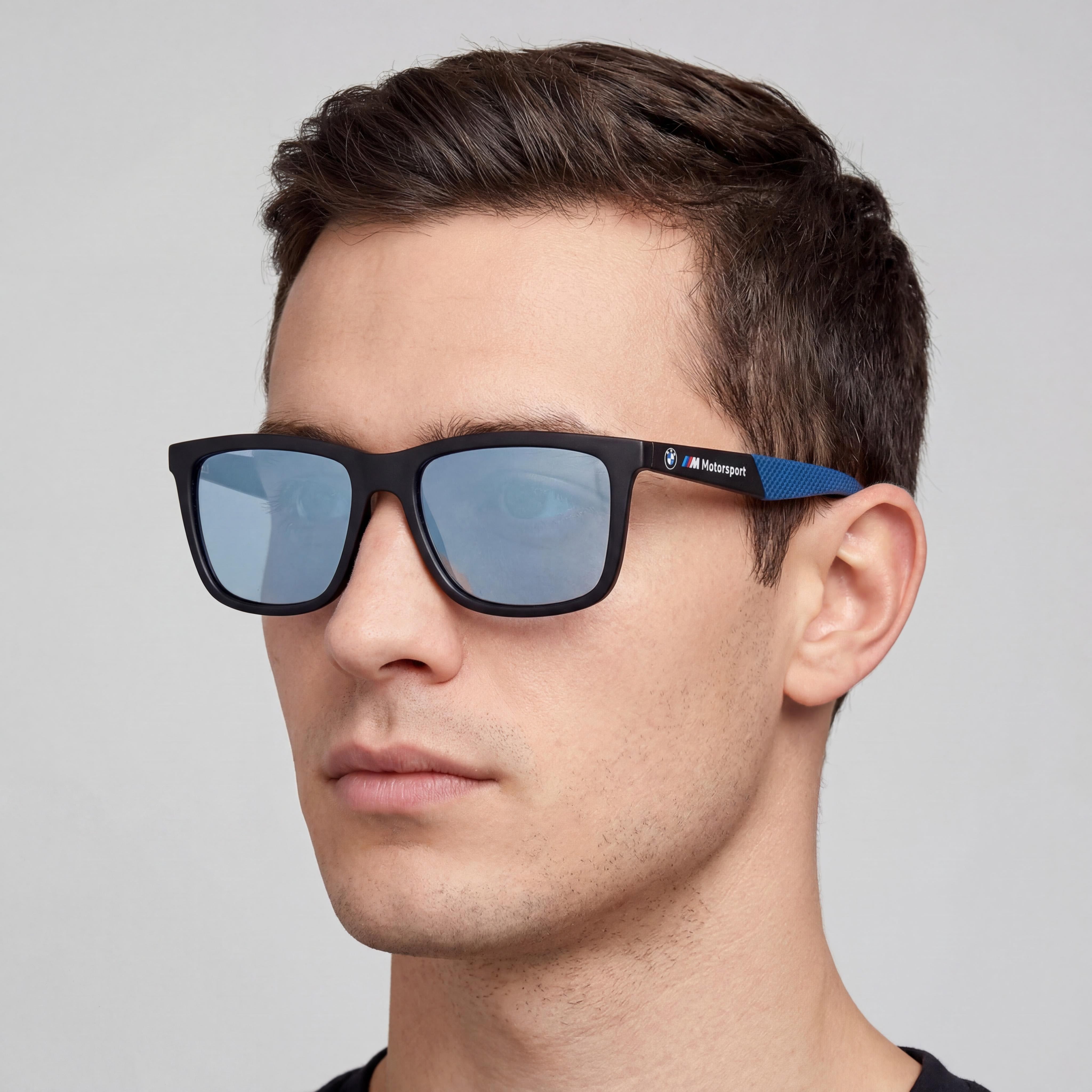 Gafas de sol BMW MOTORSPORT para hombre, montura negra mate, lentes polarizadas ahumadas con protección UV de 57 mm, Photo 4