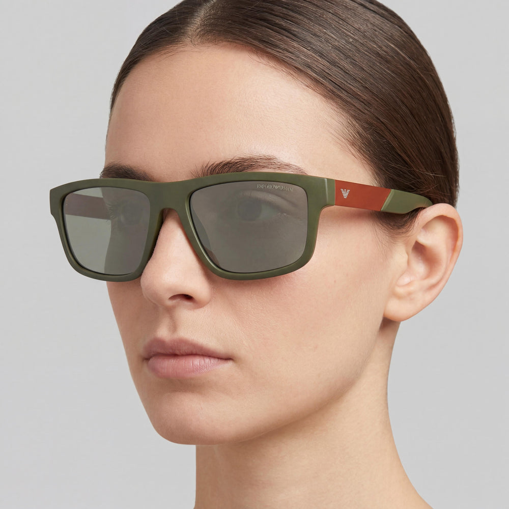 Gafas de sol Emporio Armani Ea4244u Universal Fit de plástico no polarizadas para mujer, verde mate marrón oscuro 57 mm