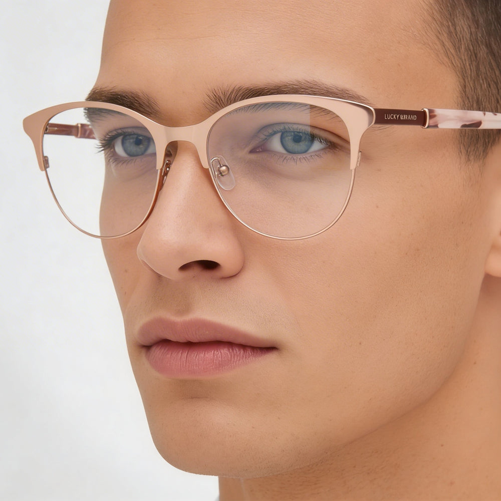 Gafas Lucky Brand Vlbd127 para hombre con montura metálica en oro rosa y lentes de policarbonato polarizadas, 51-18-140