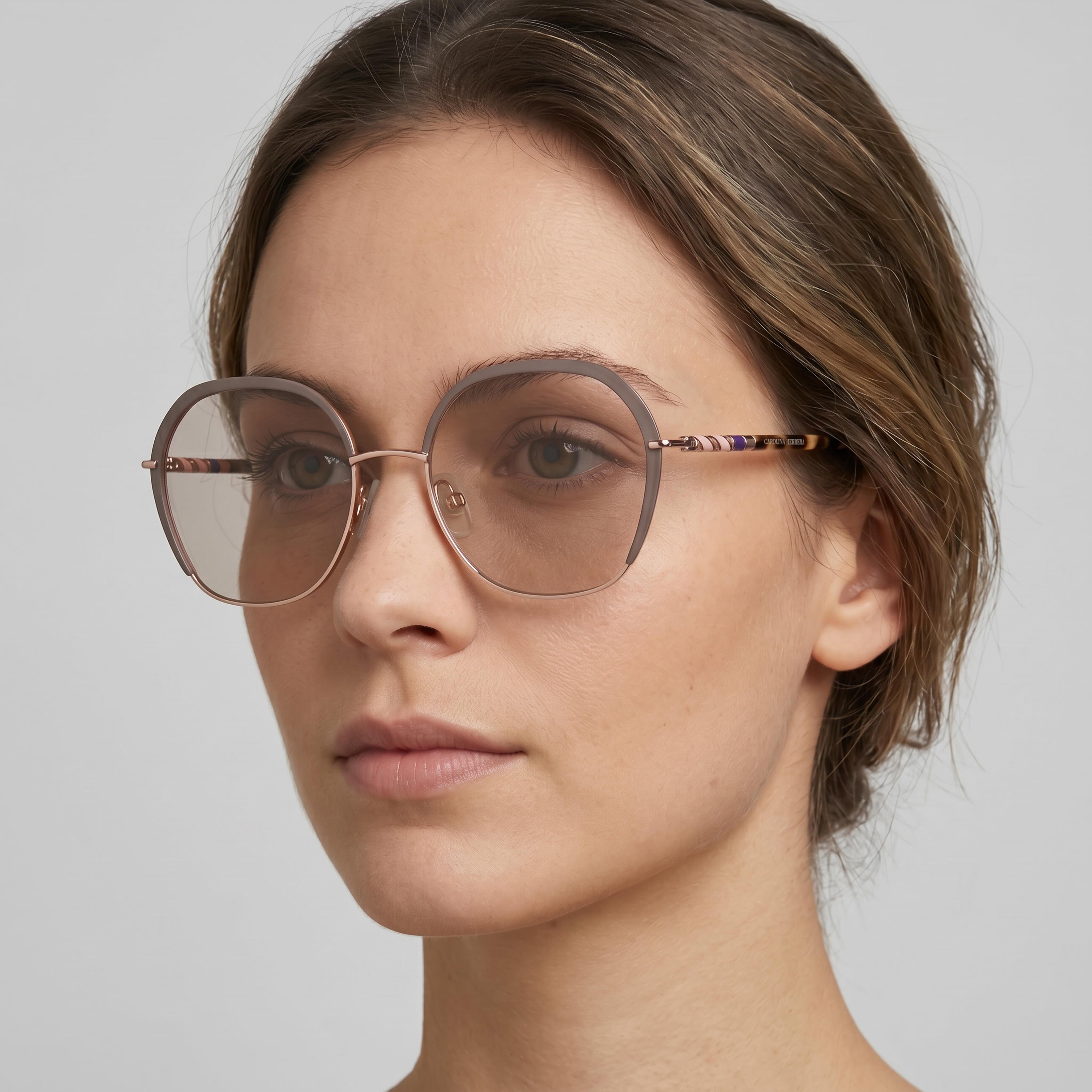 Carolina Herrera Modern Women's Gold Lilac Alloy Steel Eyeglasses 52mm Lens, 19mm Bridge, 145mm Temple, Photo 4