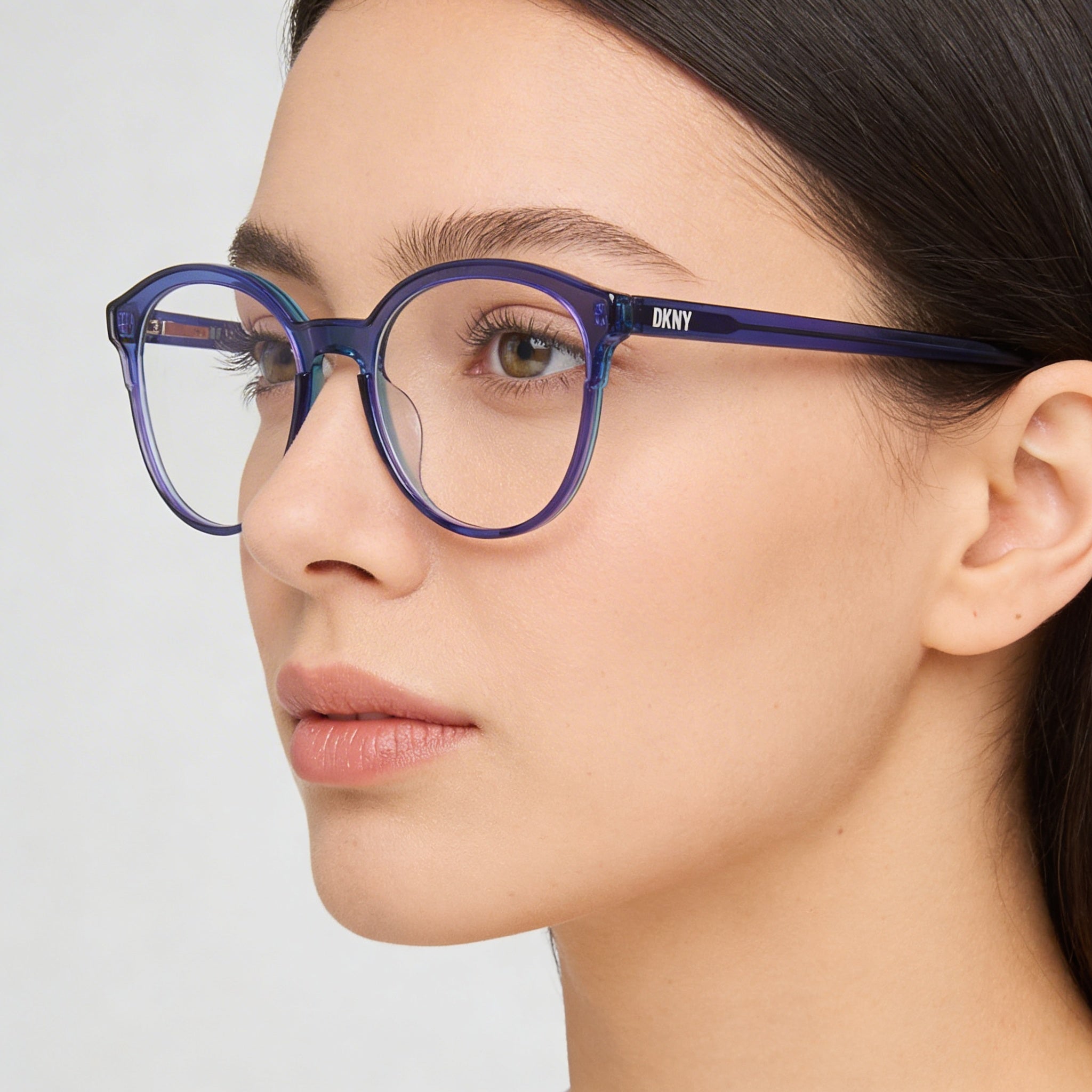 DKNY Classic Women's Acetate Eyeglasses with Polycarbonate Lenses, Triple Blueberry, 50-18-140, Photo 4
