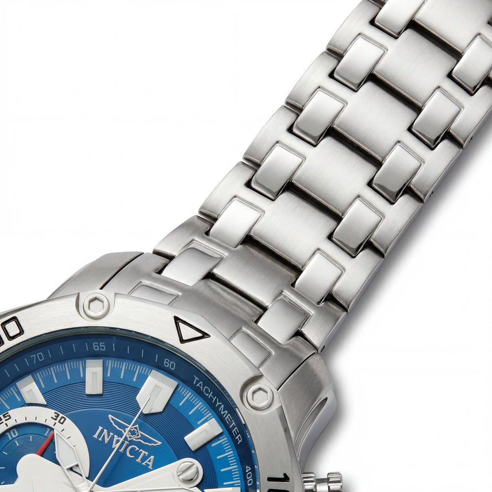 Invicta Diver 22764 Cronógrafo de cuarzo para hombre, acero inoxidable plateado, esfera azul, cristal Flame Fusion, reloj de 49 mm