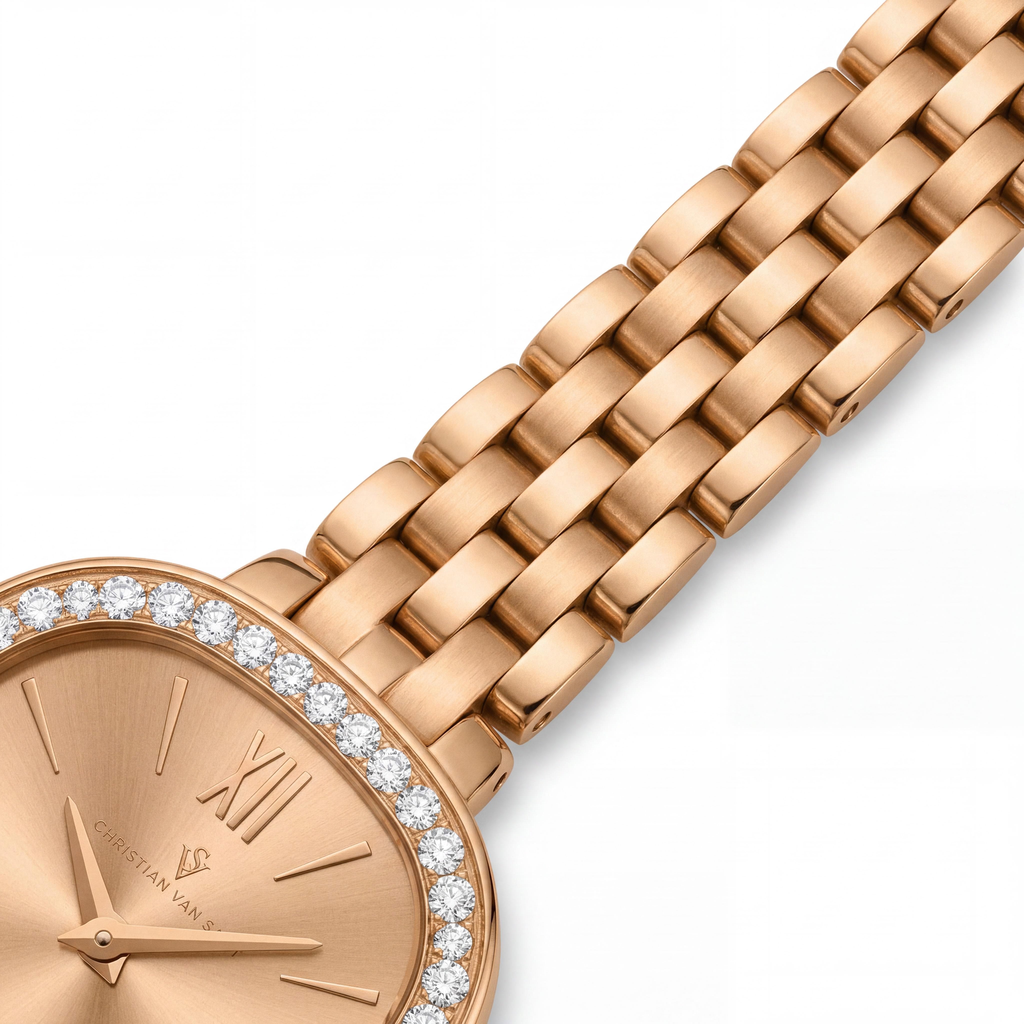Christian Van Sant CV1268 Women's Rose Gold Tone Stainless Steel Case, Bracelet, and Dial Quartz Watch, Photo 3