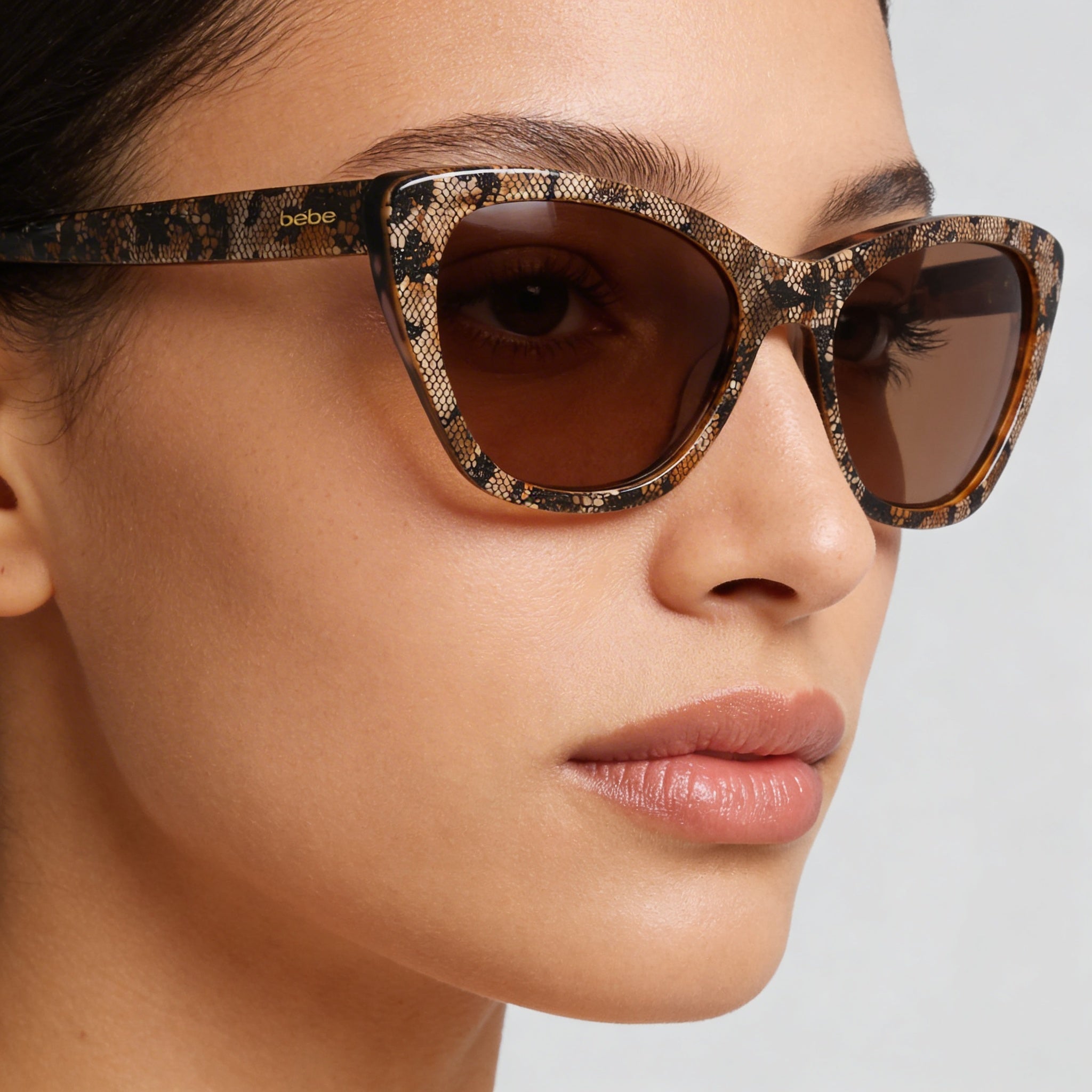 bebe Bb7254 Women's Brown Acetate Frame Eyewear with UV Protected Non-Polarized Lenses 56-17-140, Photo 4