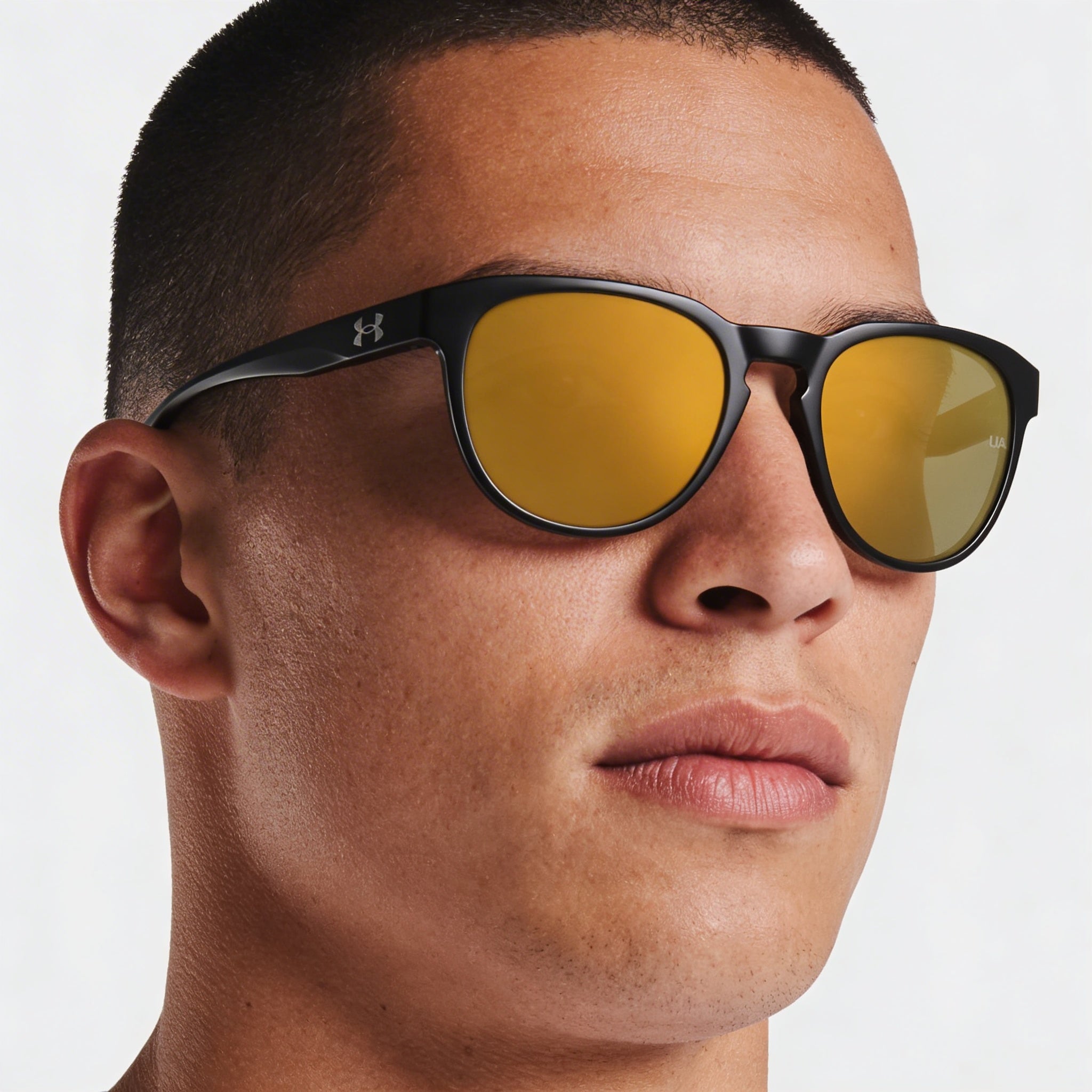 Under Armour Classic Men's Black Multilayer Gold Frame Multilayer Gold Lens ECO CO-POLYESTER UV Protected Sunglasses 53mm, Photo 5