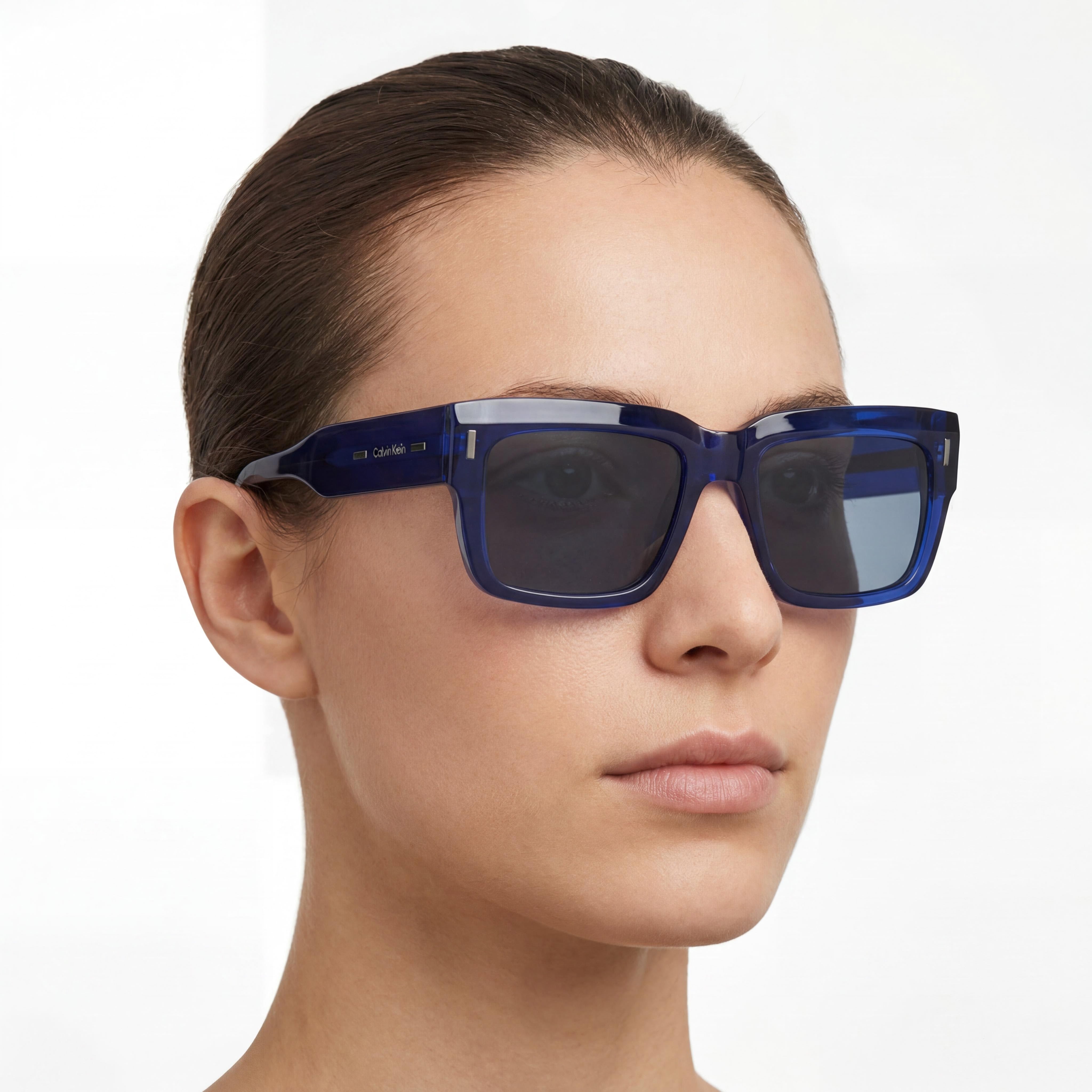 Calvin Klein Ck23538s Unisex Sunglasses, Blue Stainless Steel Frame, 100% UV Protection, Lens Width 55mm, Photo 4