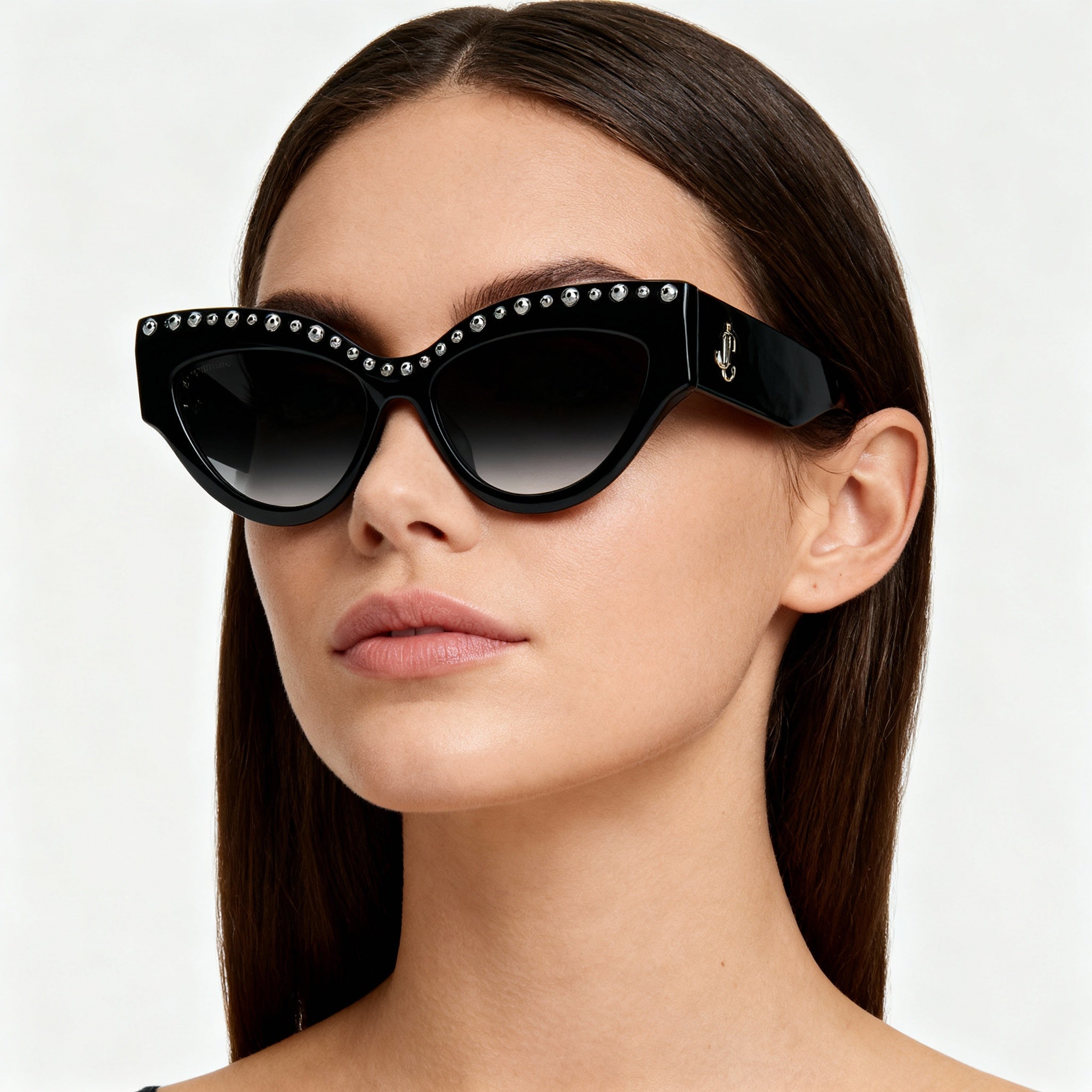 JIMMY CHOO Sonja/G/S Women's Cat Eye Black Acetate Non-Polarized Grey Gradient Sunglasses 55mm Lens, Photo 4