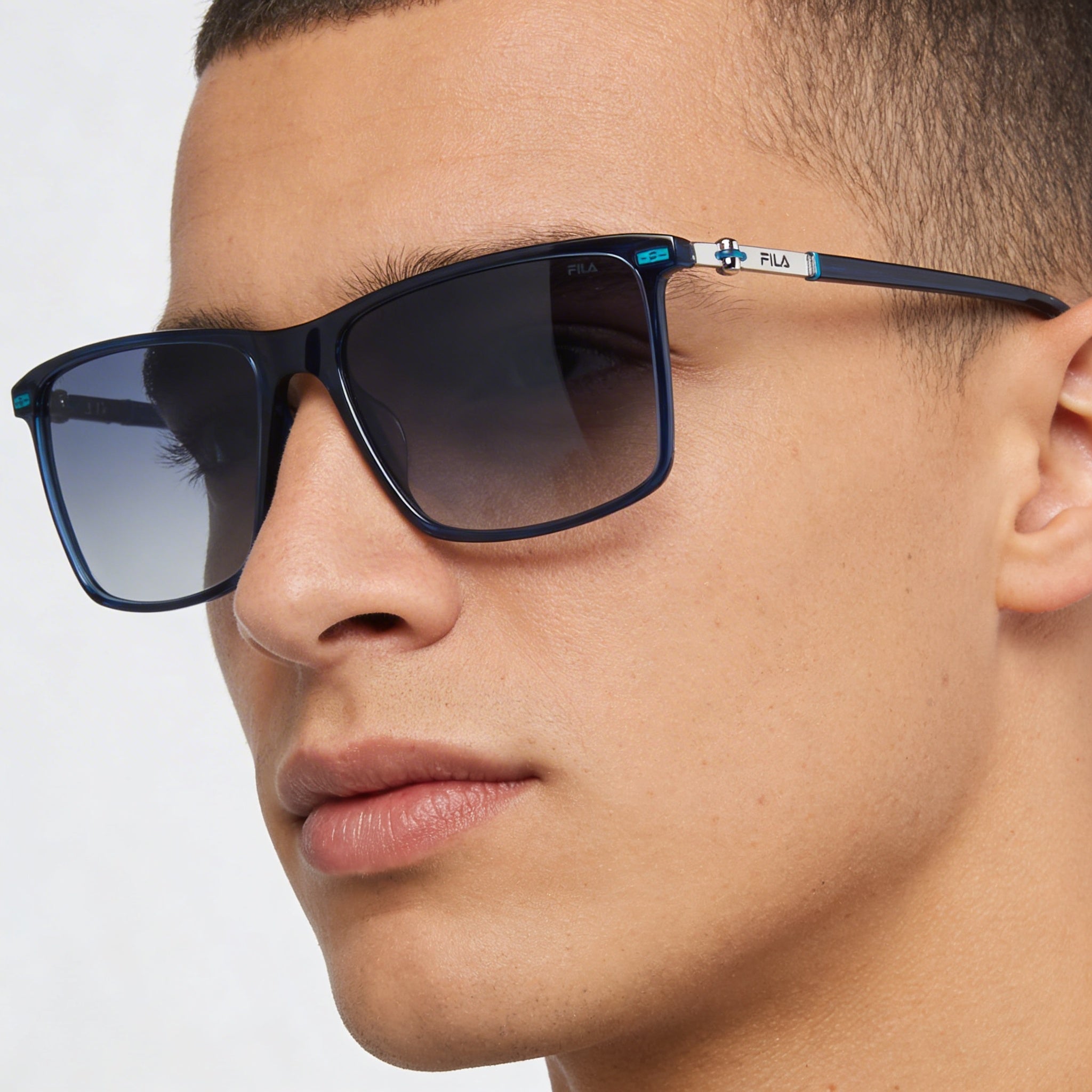 FILA Modern Men's Blue Transparent Acetate UV Protection Sunglasses 57mm, Photo 4
