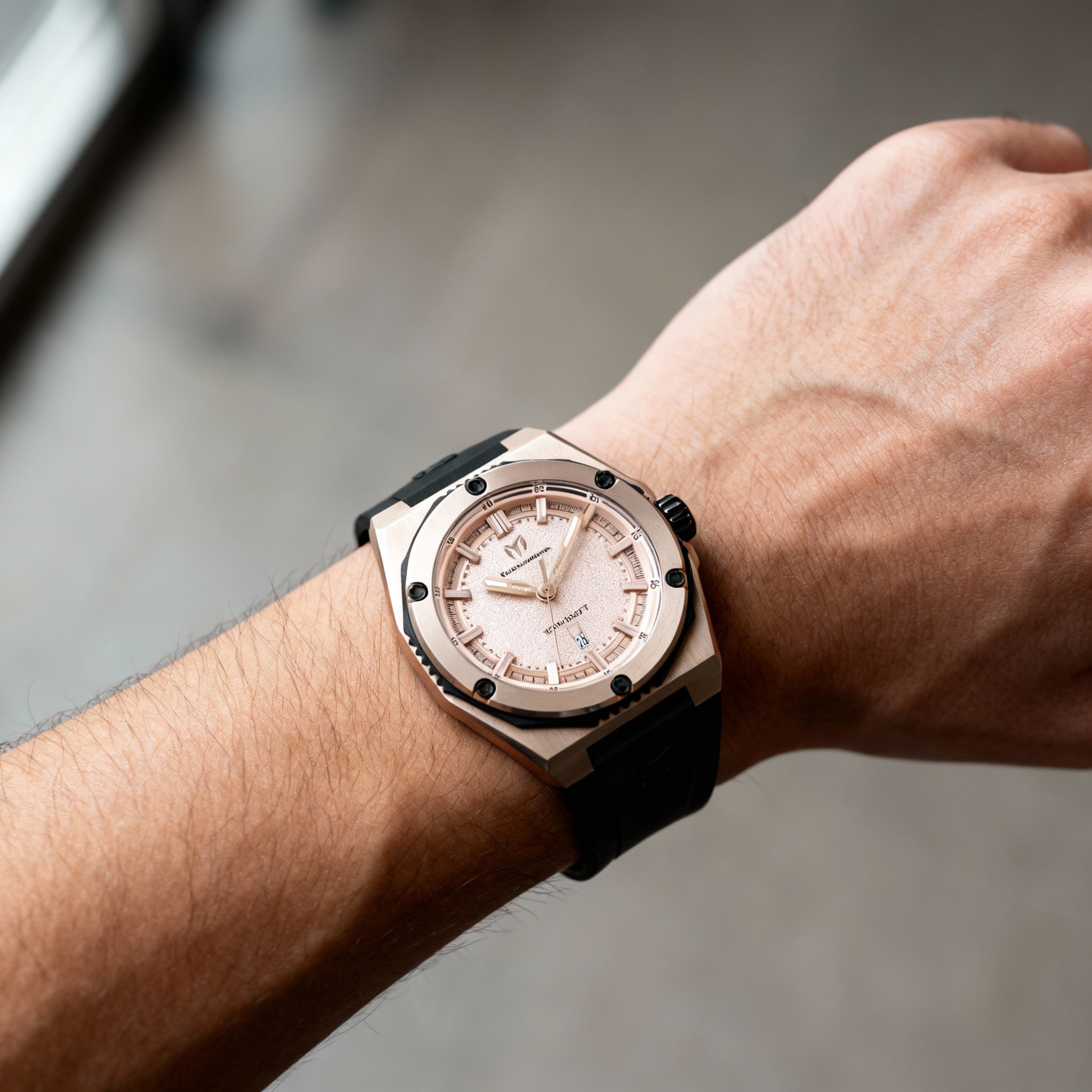 Technomarine CORAL - Legacy TM-416065 Men's Quartz Rose-gold Dial Silicone Strap 45mm Watch