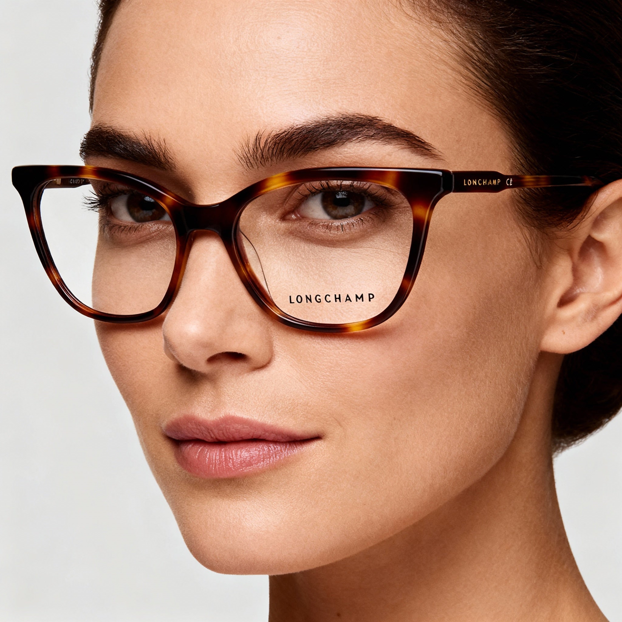 Longchamp Modern Women's Cat Eye Acetate Full Rim Eyeglasses Havana Frame Clear Non-Polarized Lens 54mm, Photo 3