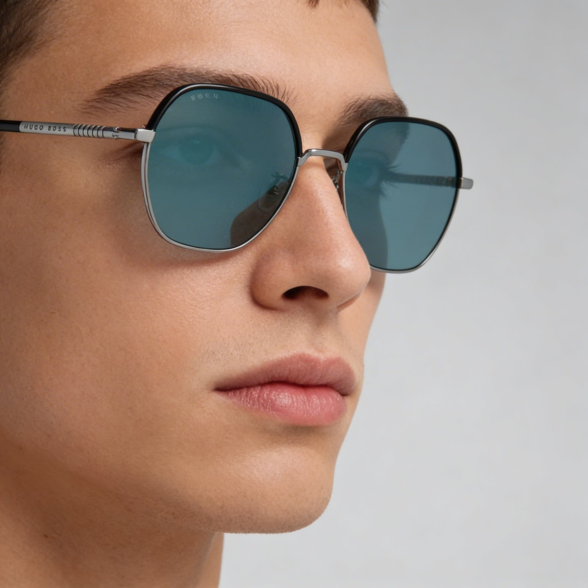 Hugo Boss Boss 1107/F/S Men's Asian Fit Dark Ruthenium Black Green Lens Non-Polarized UV Protection Sunglasses 56mm, Photo 5