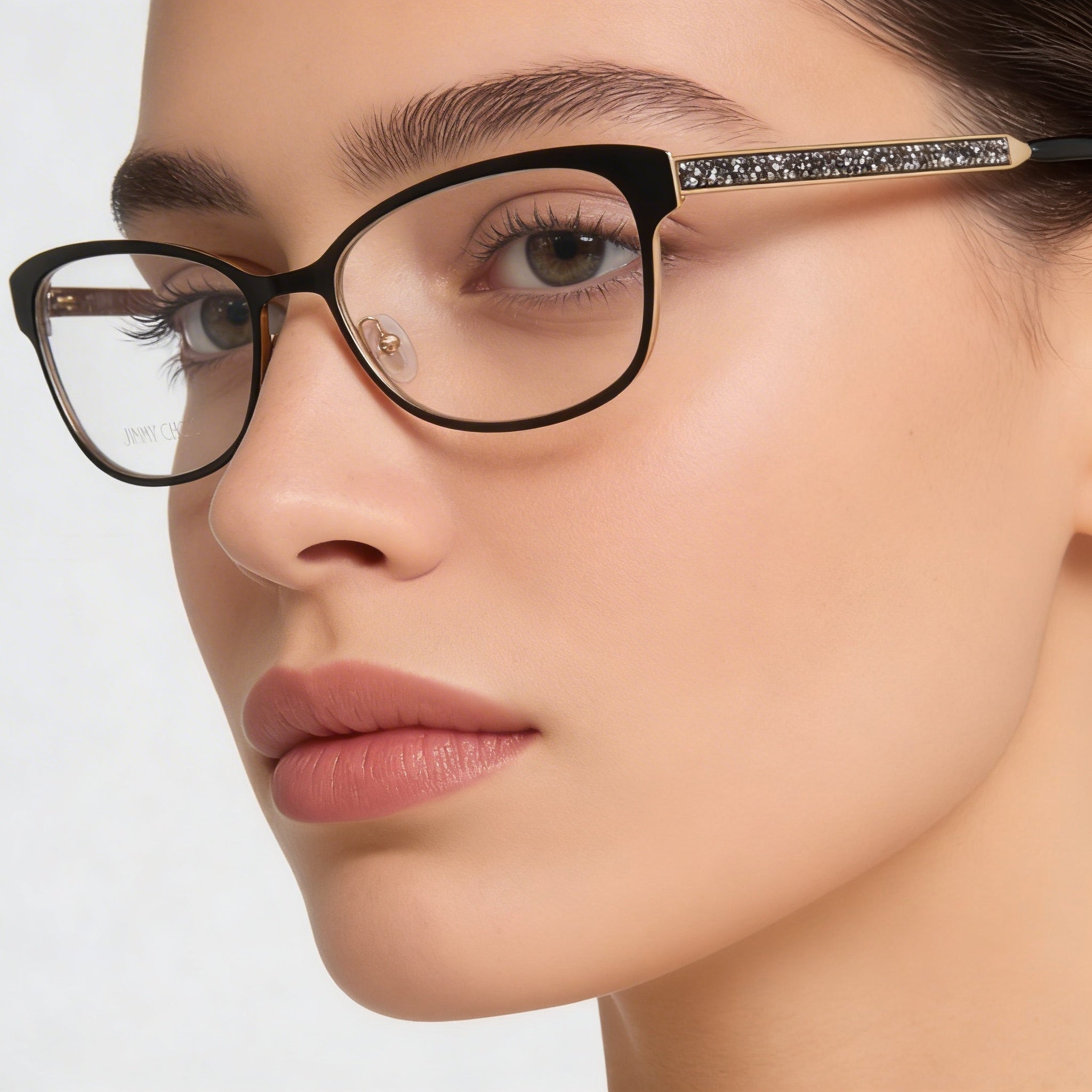 JIMMY CHOO Jc20300030054 Women's Matte Black Metal Swarovski Crystal Eyeglasses 54mm, Photo 3