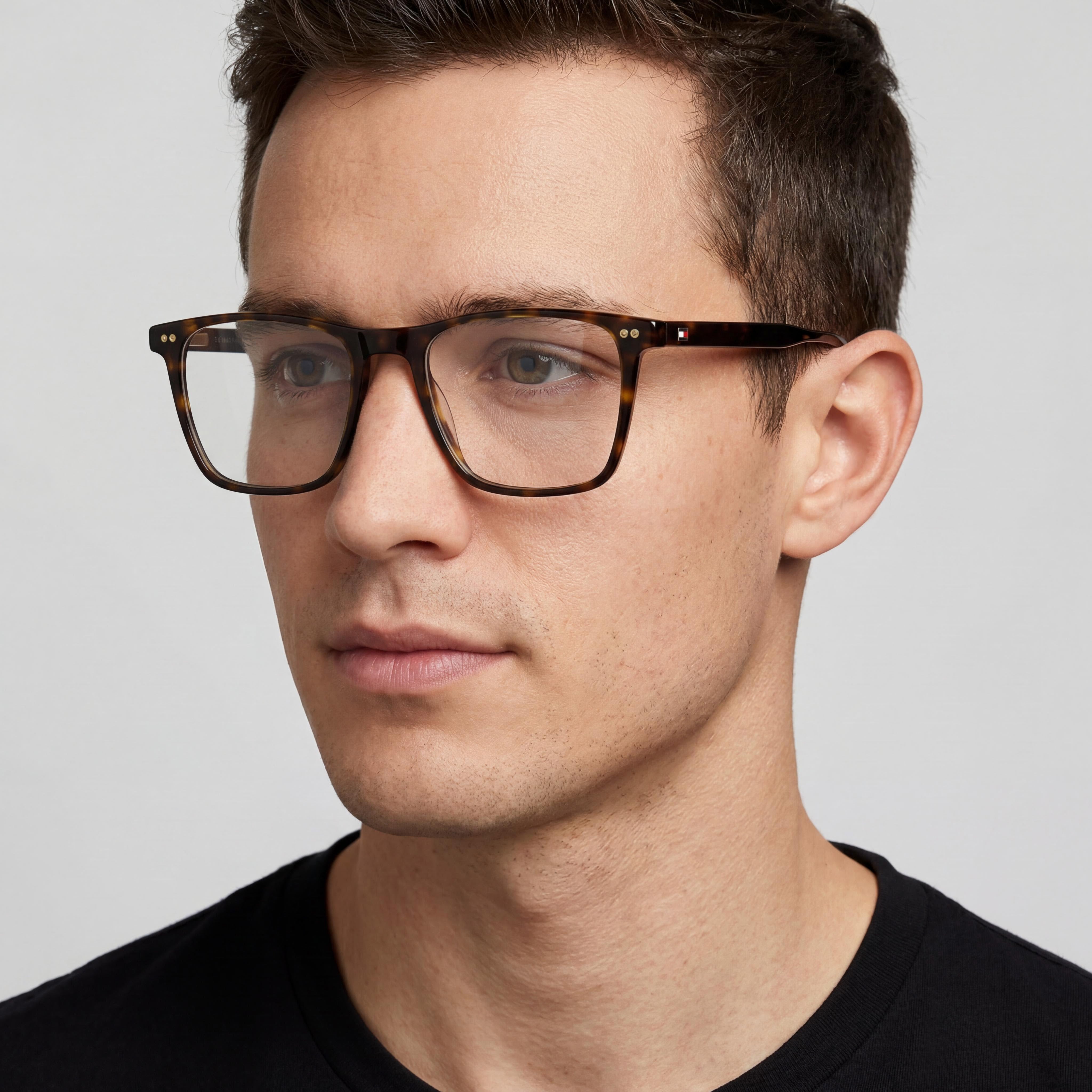 Gafas de Vista Tommy Hilfiger TH 2131 de Hombre, Montura de Acetato Habana con Lentes Transparentes, 52mm, Photo 4