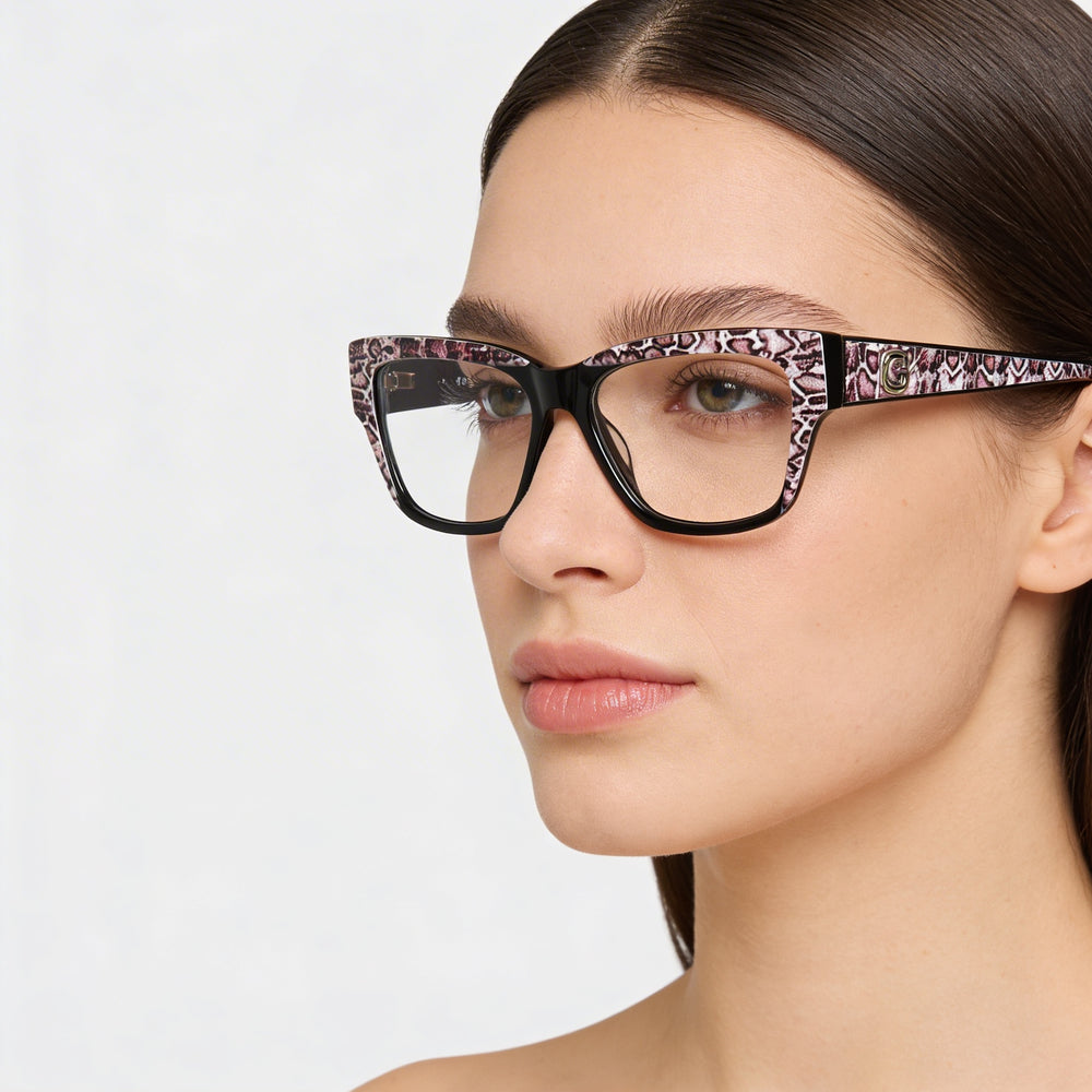 Gafas de plástico Marcolin Gu50126 para mujer, color negro brillante, monocolor, 53 mm