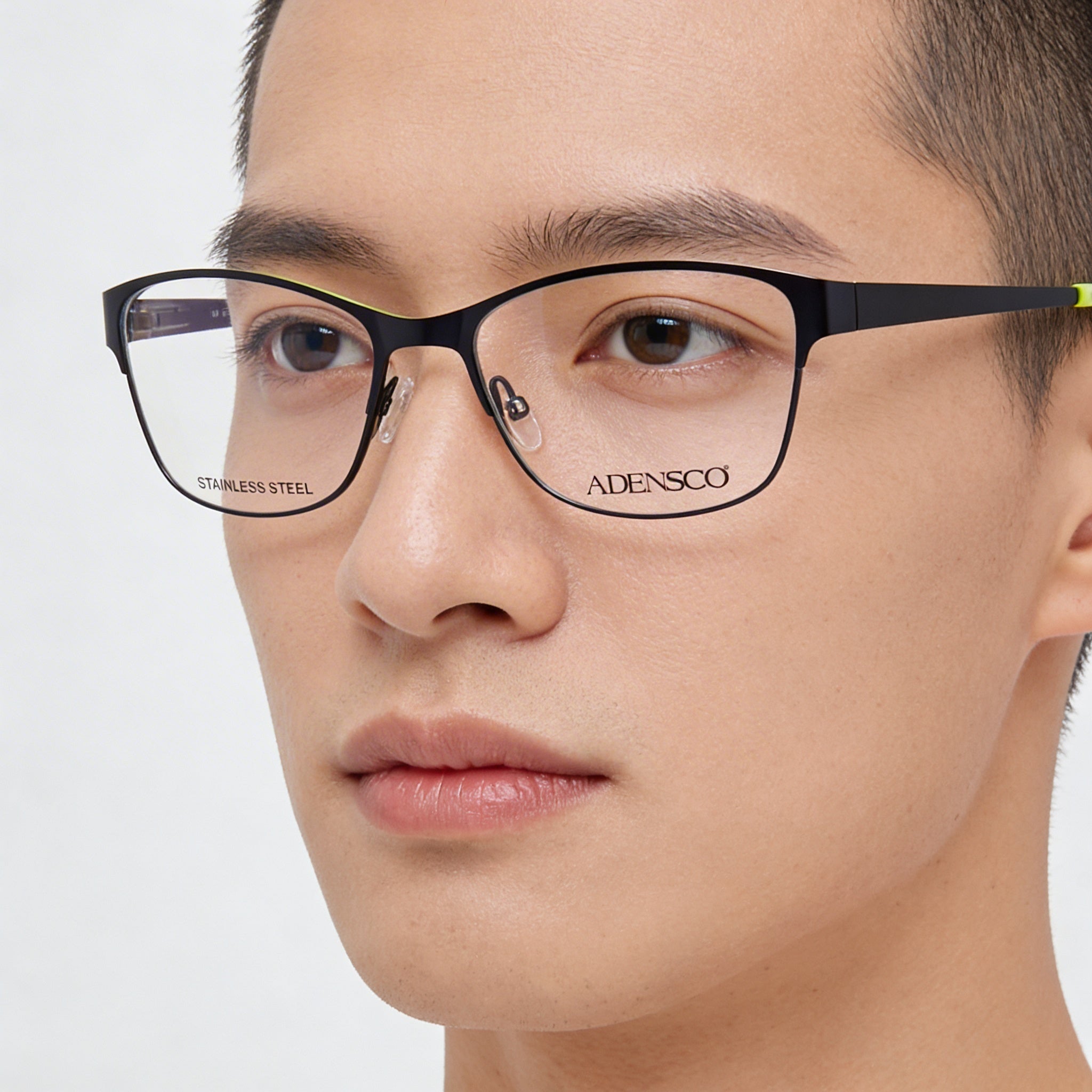 Adensco 205 Unisex Full Rim Rectangular Metal Frame Navy Eyeglasses with Clear Lenses 51mm, Photo 4
