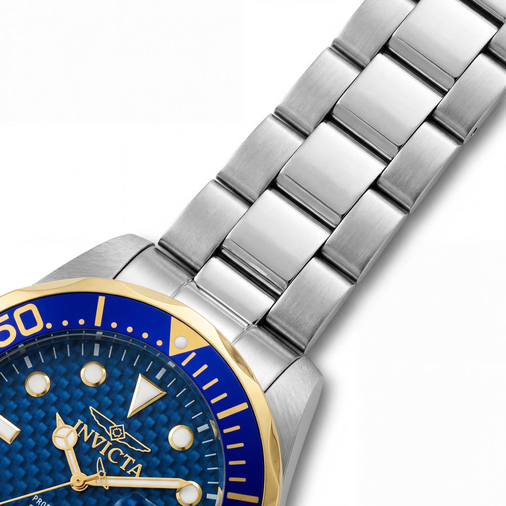 Invicta Grand Diver Men's Blue Carbon Fiber Dial Stainless Steel Case & Bracelet Luminous Watch 44mm