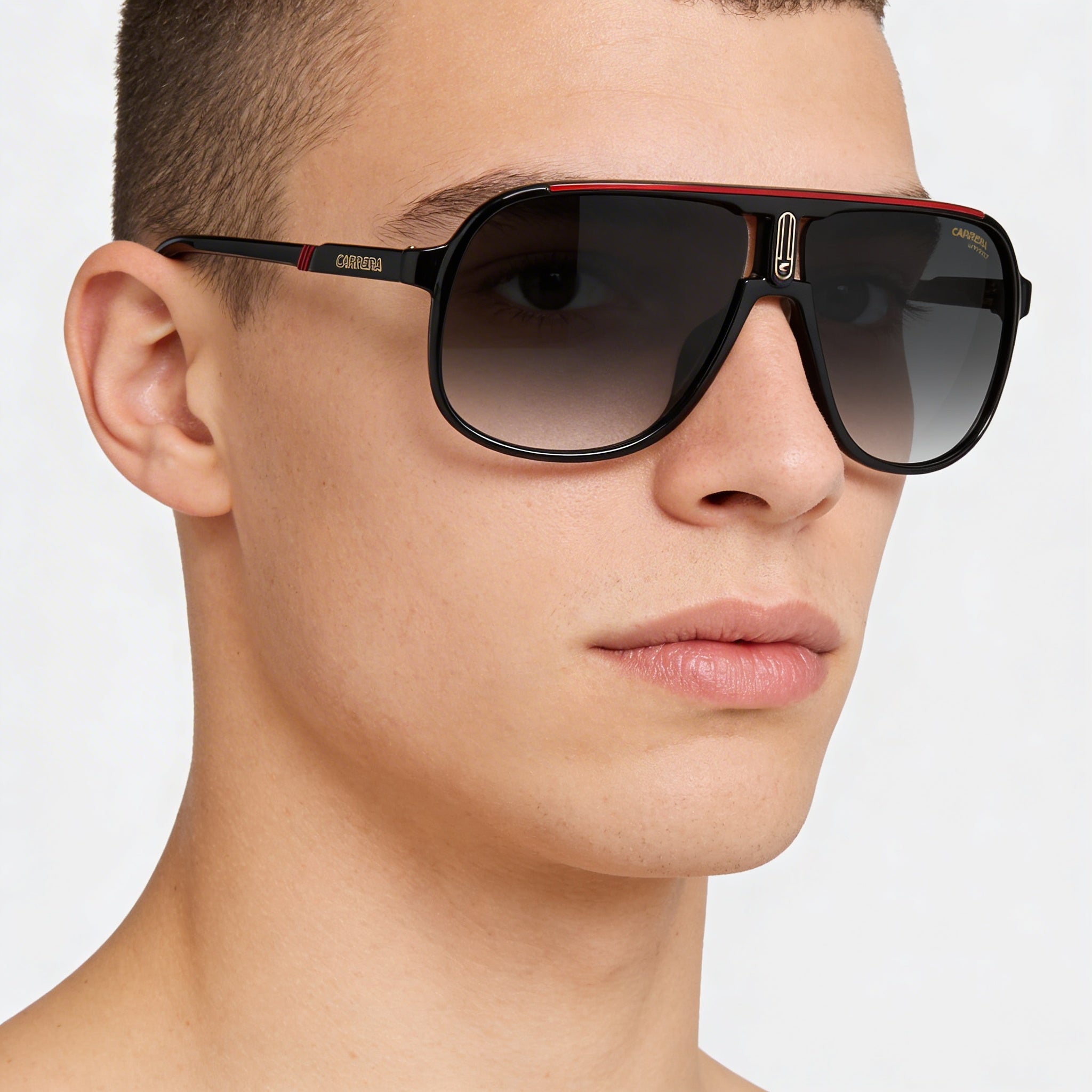 Gafas de sol Carrera Contemporary unisex con protección UV de propionato inyectado, no polarizadas, color negro y rojo, 62 mm, Photo 4