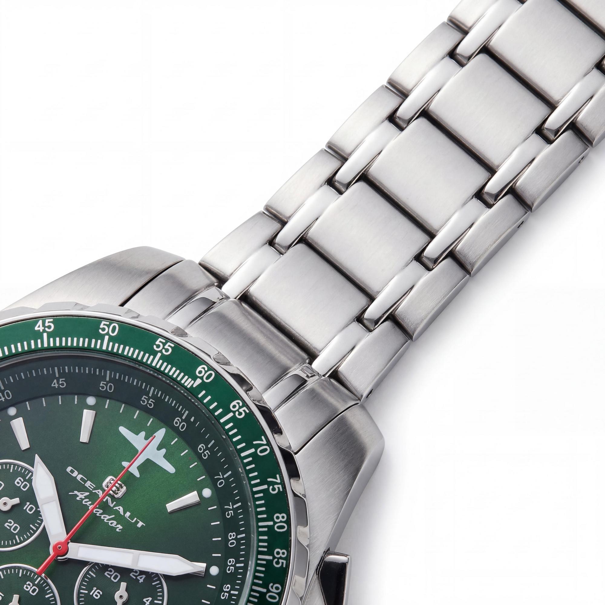 Oceanaut Aviador Pilot - Cronógrafo de cuarzo para hombre, esfera verde, acero inoxidable, 45 mm, Photo 3