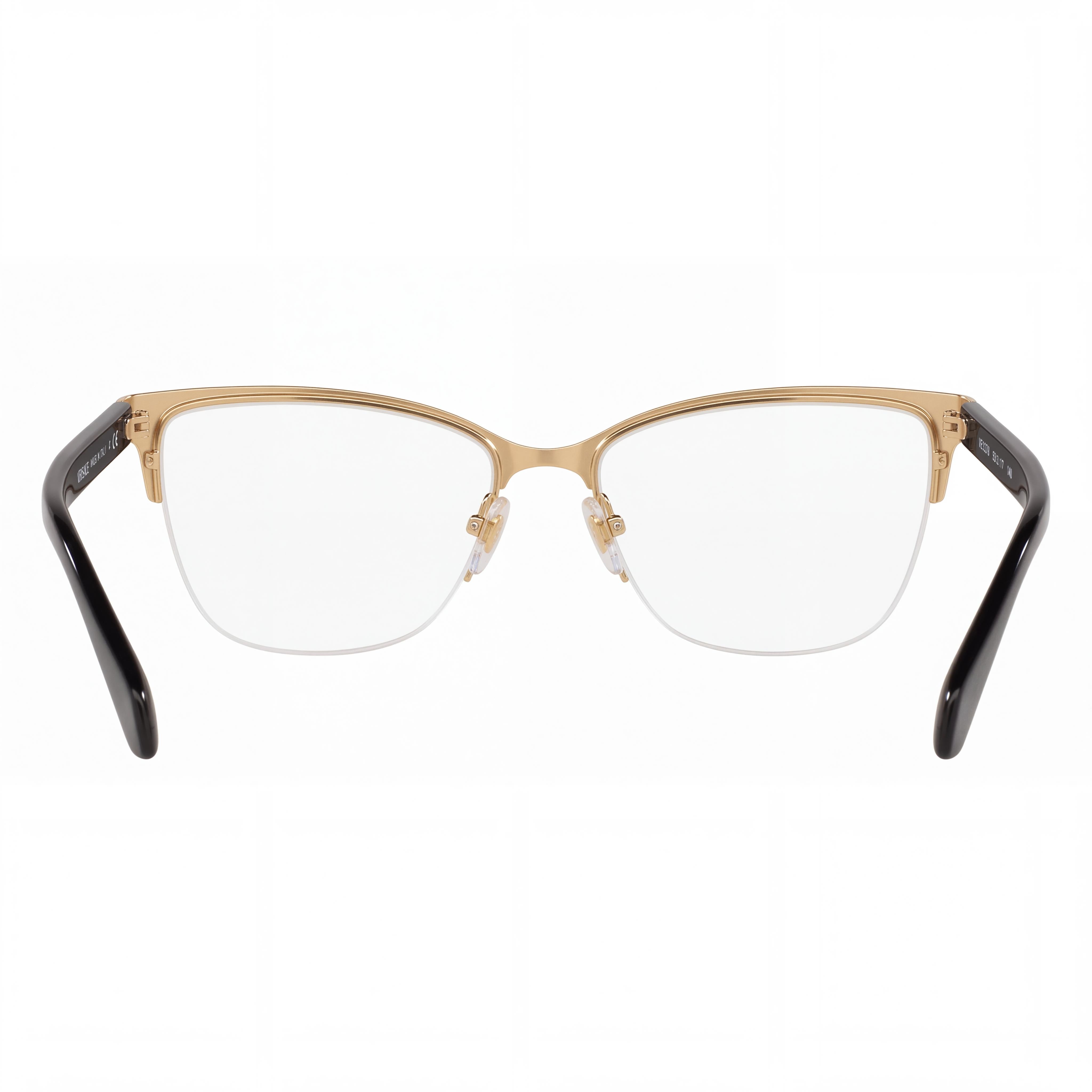 Versace Women's VE1304 Cat Eye Semi-Rimless Metal Frame Optical Eyeglasses in Gold/Black, 54mm Lens Width, Photo 3