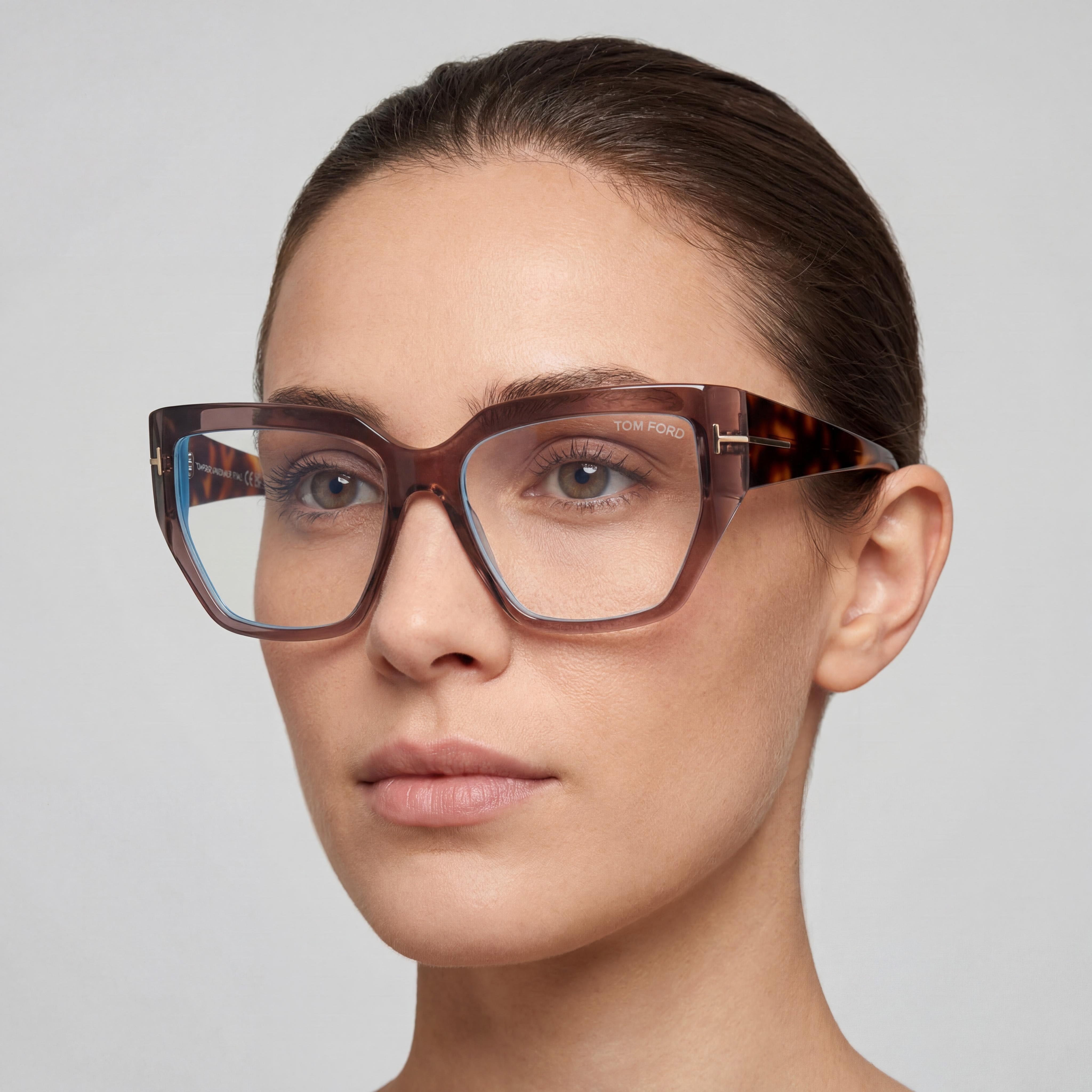 Tom Ford FT 5951-B BLUE BLOCK Women's Brown Plastic Eyeglasses Blue Filter Lenses 54/16/140, Photo 5