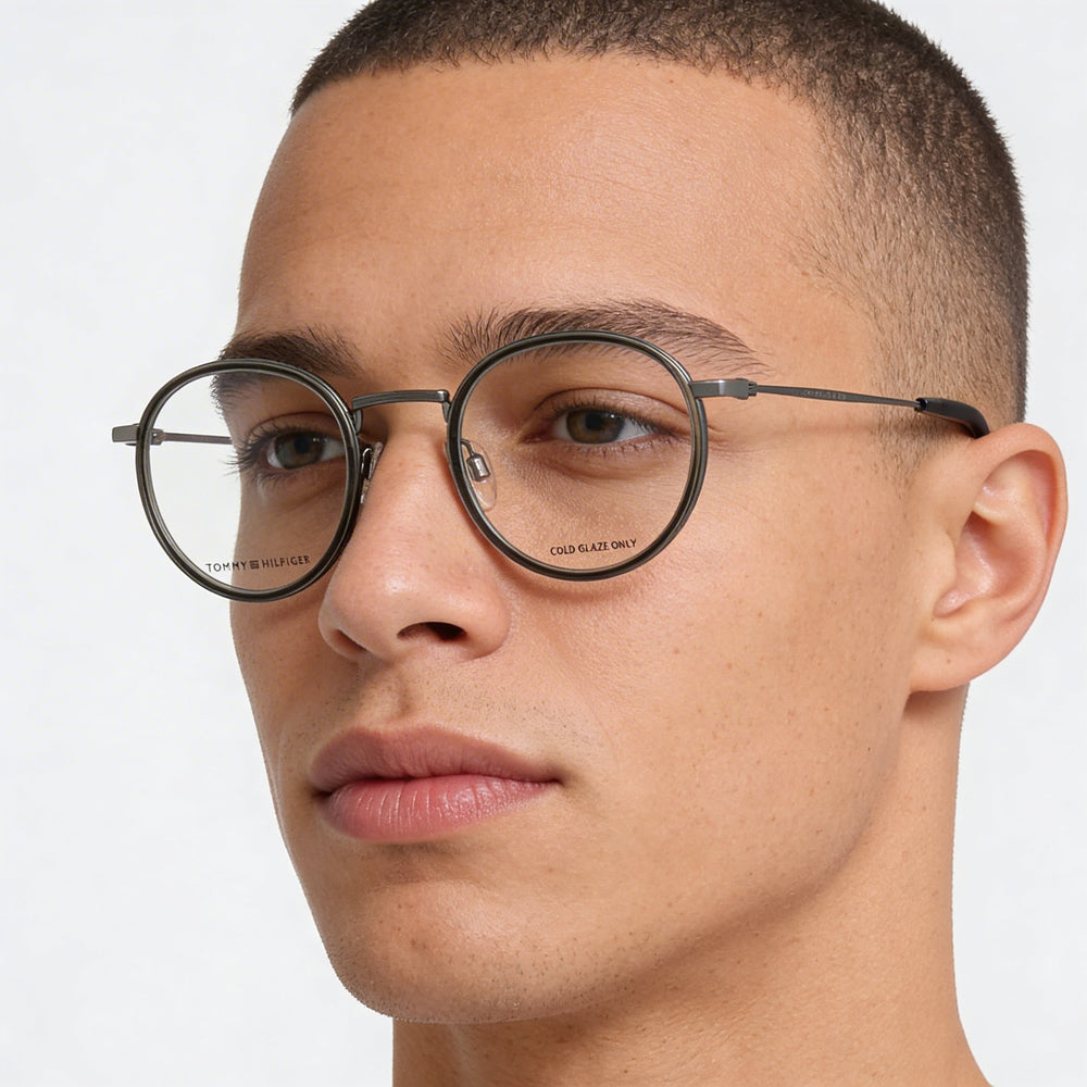 Tommy Hilfiger TH 1815 Montura para gafas ópticas de estilo clásico para hombre, metal oliva, 49 mm de ancho de lente