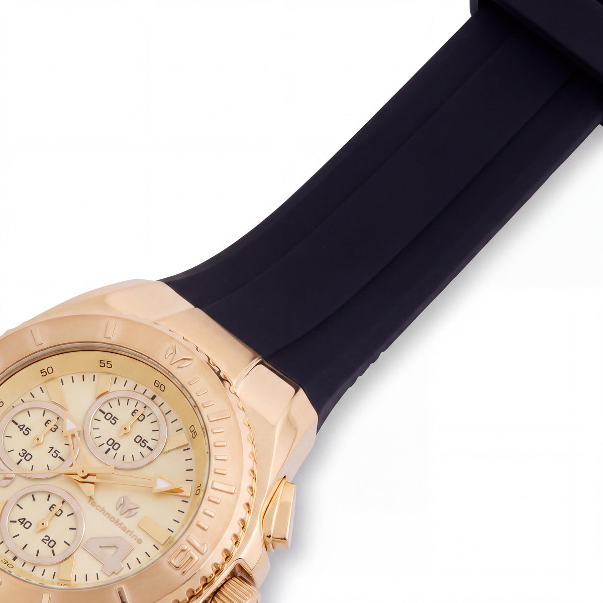 Reloj de Cuarzo TechnoMarine Cruise Original TM-124031 para Hombre, Acero Inoxidable Tono Dorado 43MM, Esfera Nácar, 3 Correas de Silicona Negras, Blancas y Verdes, Photo 3