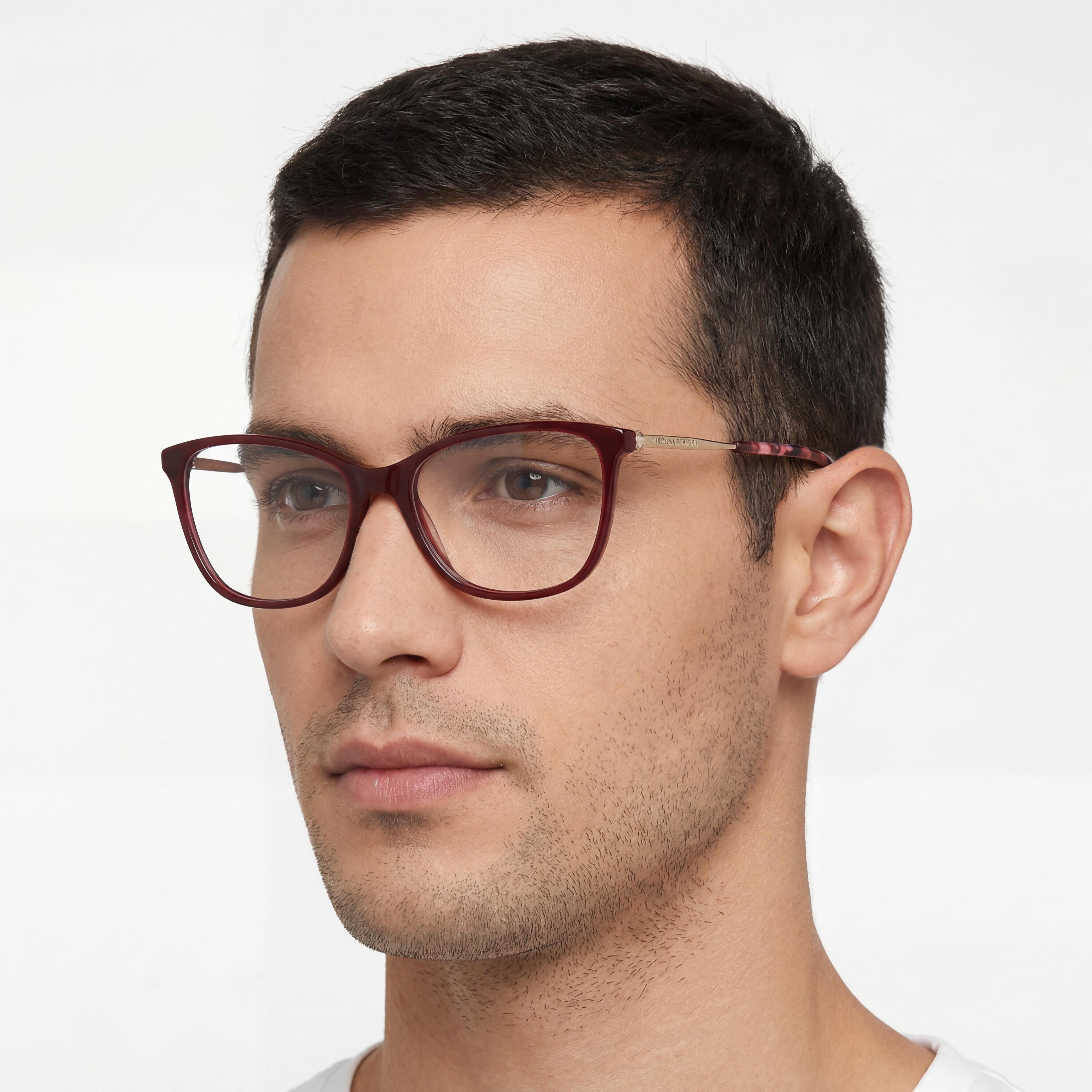 Carolina Herrera Classic HER 0197 Men's Plastic Non-Polarized Eyeglasses Burgundy Gold 54mm Lens, Photo 5
