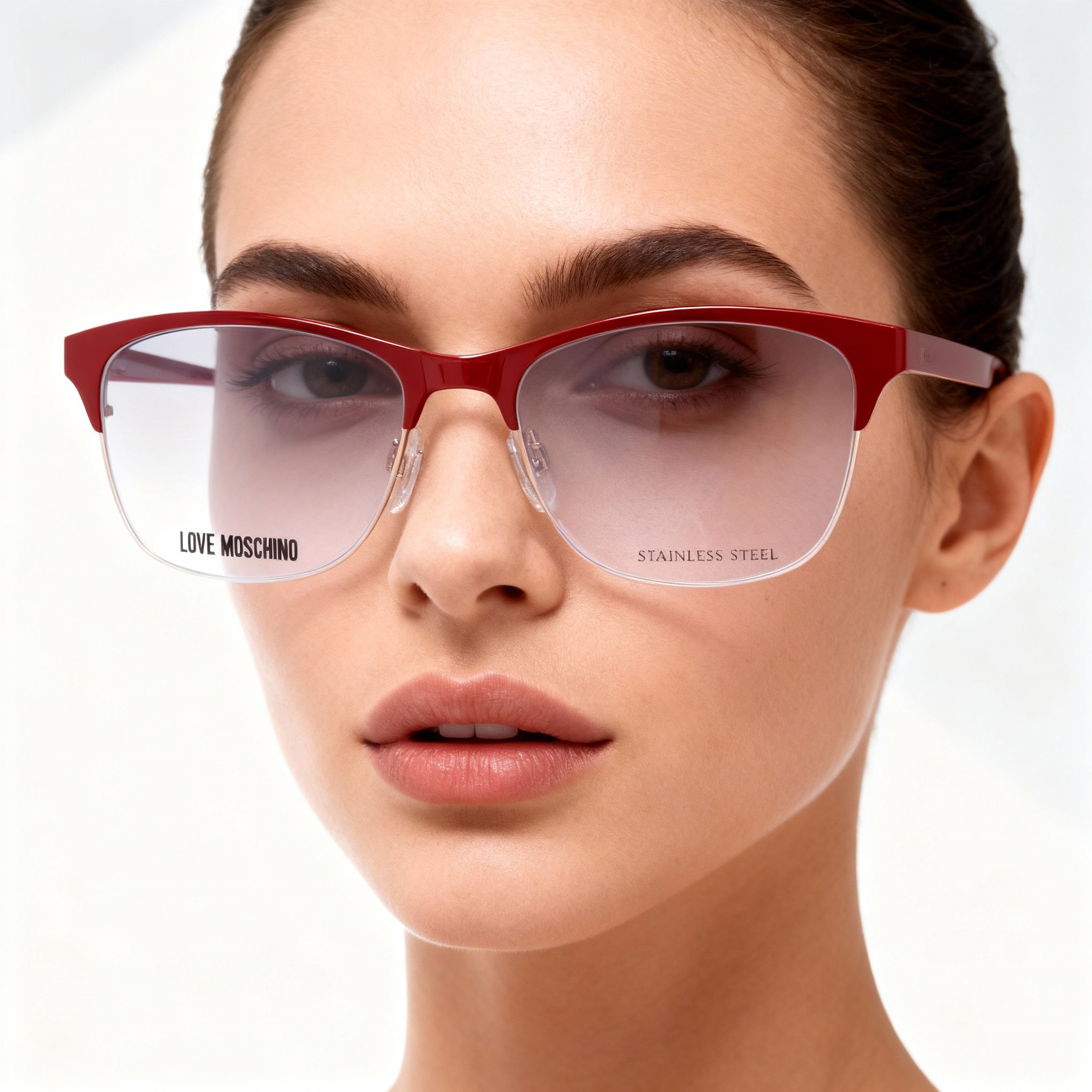 Love Moschino Women's Prescription Eyewear Red Metal Frames with Clear Lenses 53-16-145, Photo 4
