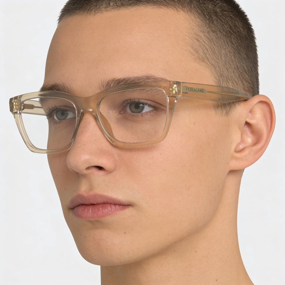 Salvatore Ferragamo SF2986 Unisex Optical Eyeglasses with Acetate Frame in Transparent Beige, Size 53