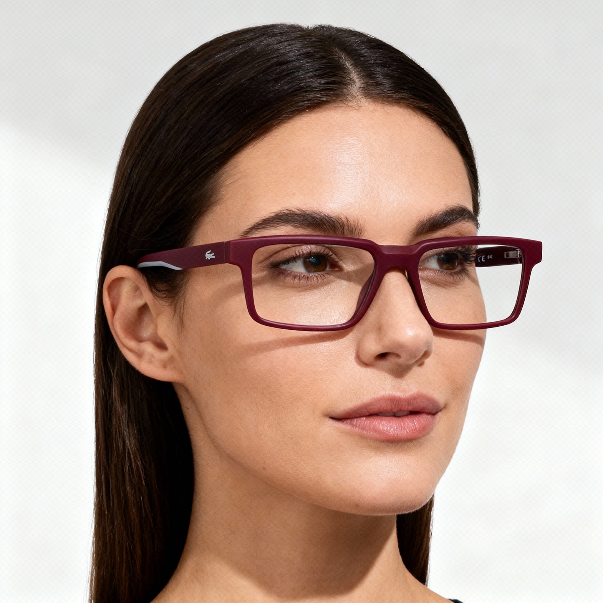Lacoste L2922 Women's Modern Injected Plastic Dark Red Eyeglasses, Polycarbonate Non-Polarized Lenses 55mm, Photo 4