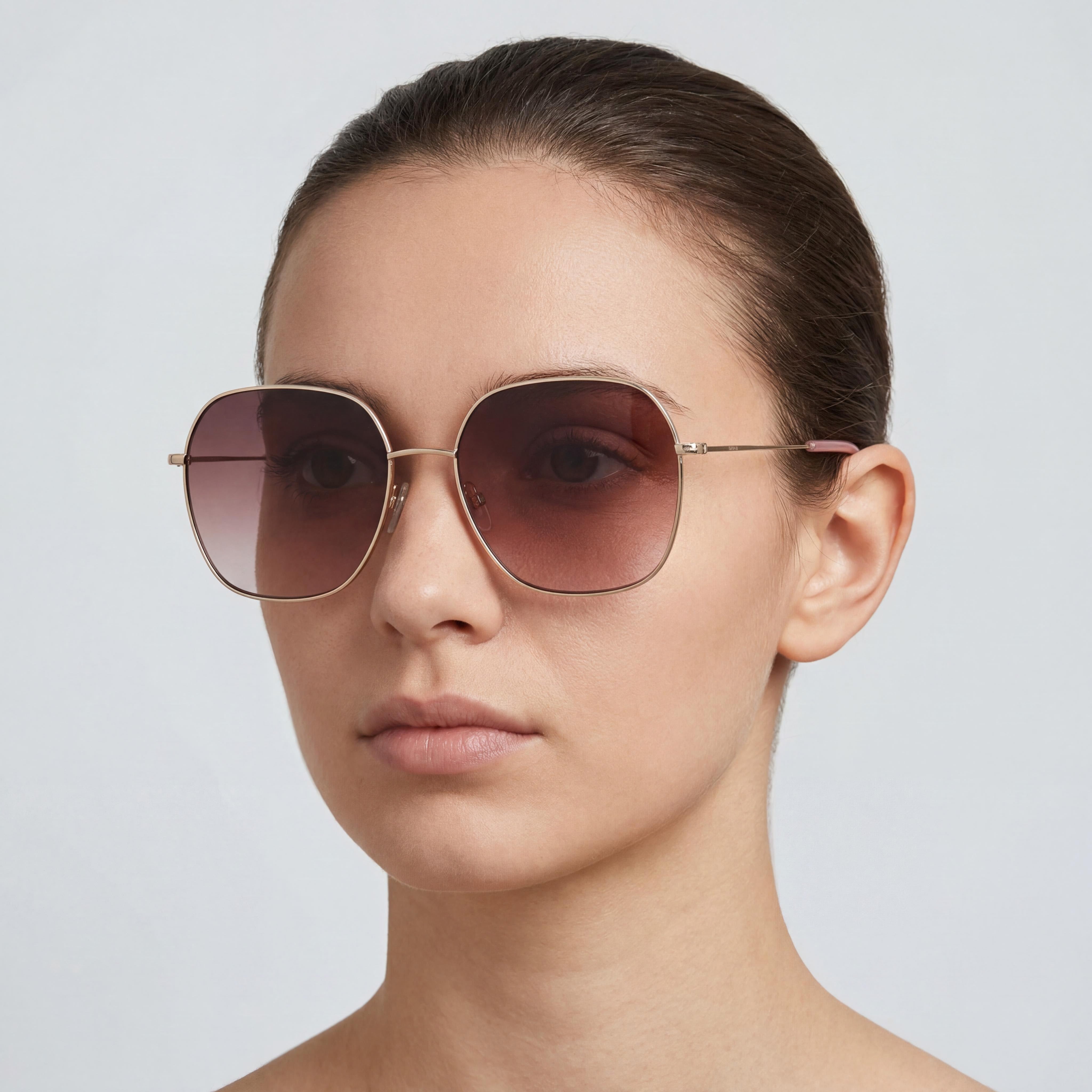 Gafas de sol unisex casuales Hugo Boss de oro rosa y acero inoxidable con cristales degradados no polarizados UV 400 en rosa sombreado, 58 mm, Photo 5