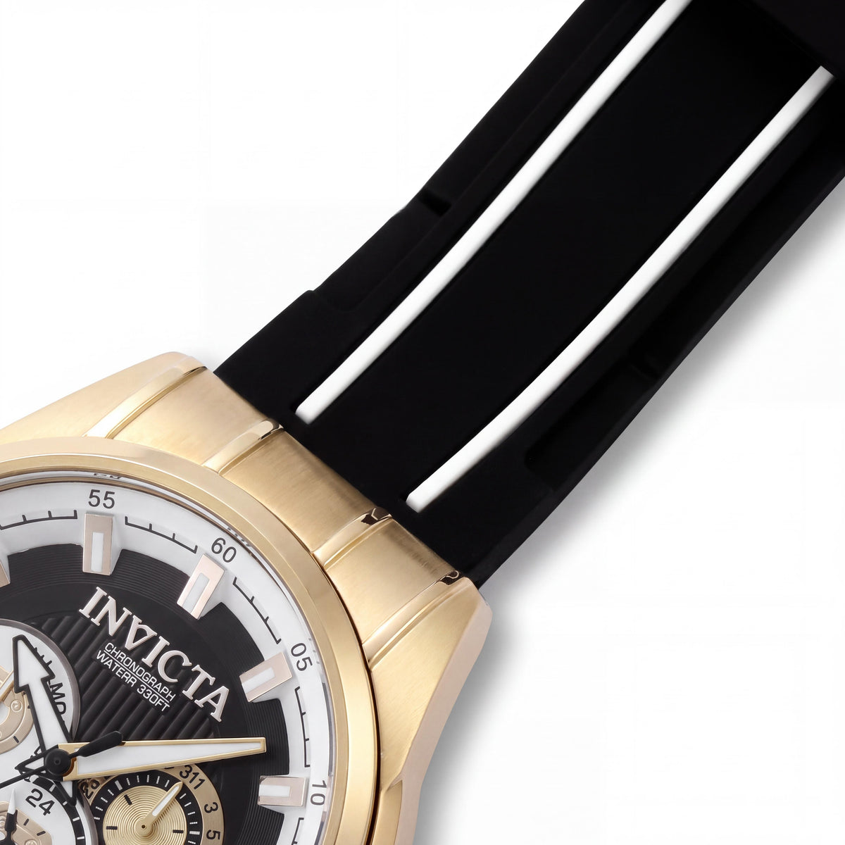 Invicta Speedway 49055 Gold Quartz Chronograph Unisex Wrist Watch with Black Dial & Silicone Strap 48mm, Photo 3