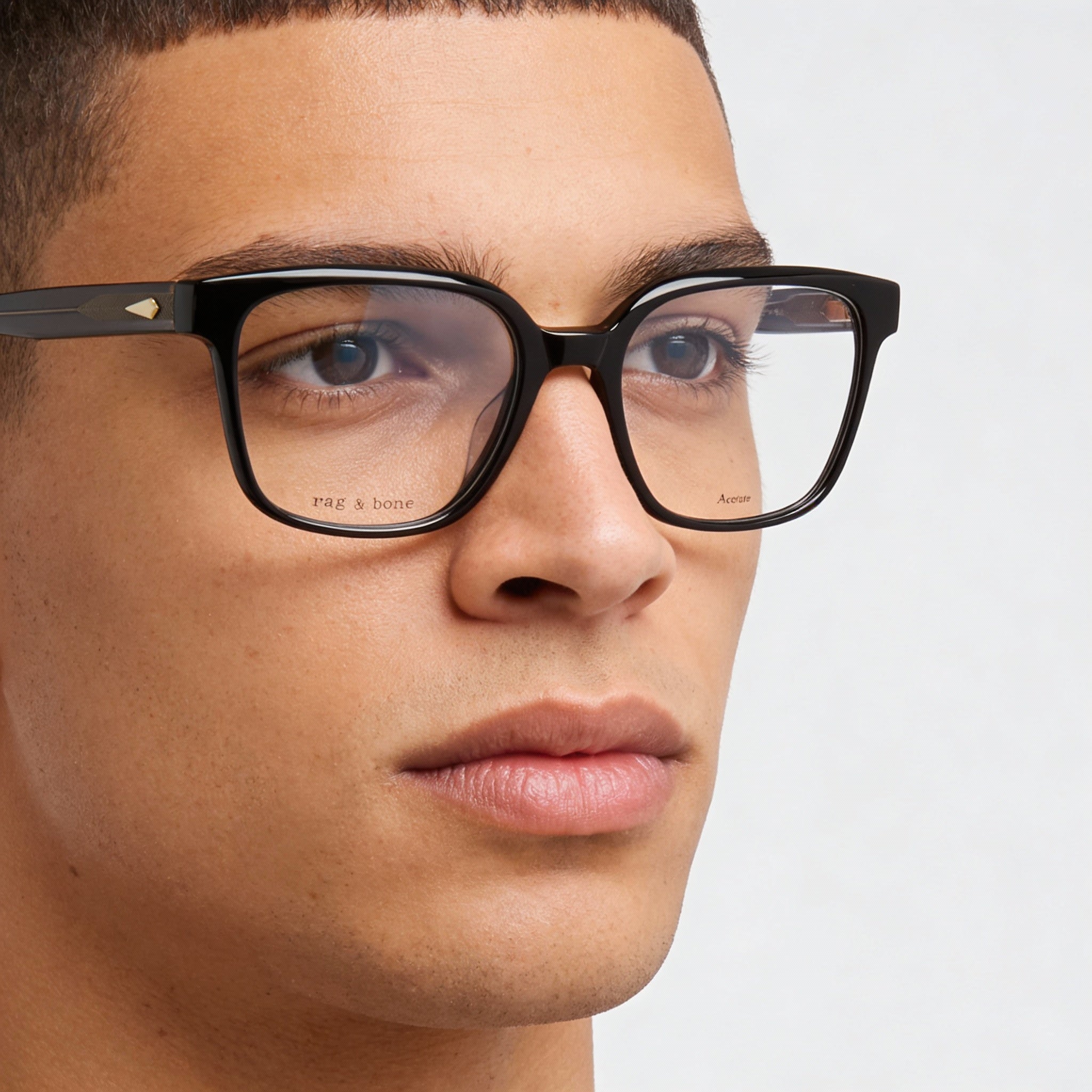 Gafas de sol Rag &amp; Bone RNB3045 para hombre, montura de acetato negro con lentes de policarbonato (demo, 52-18-140 mm), Photo 4