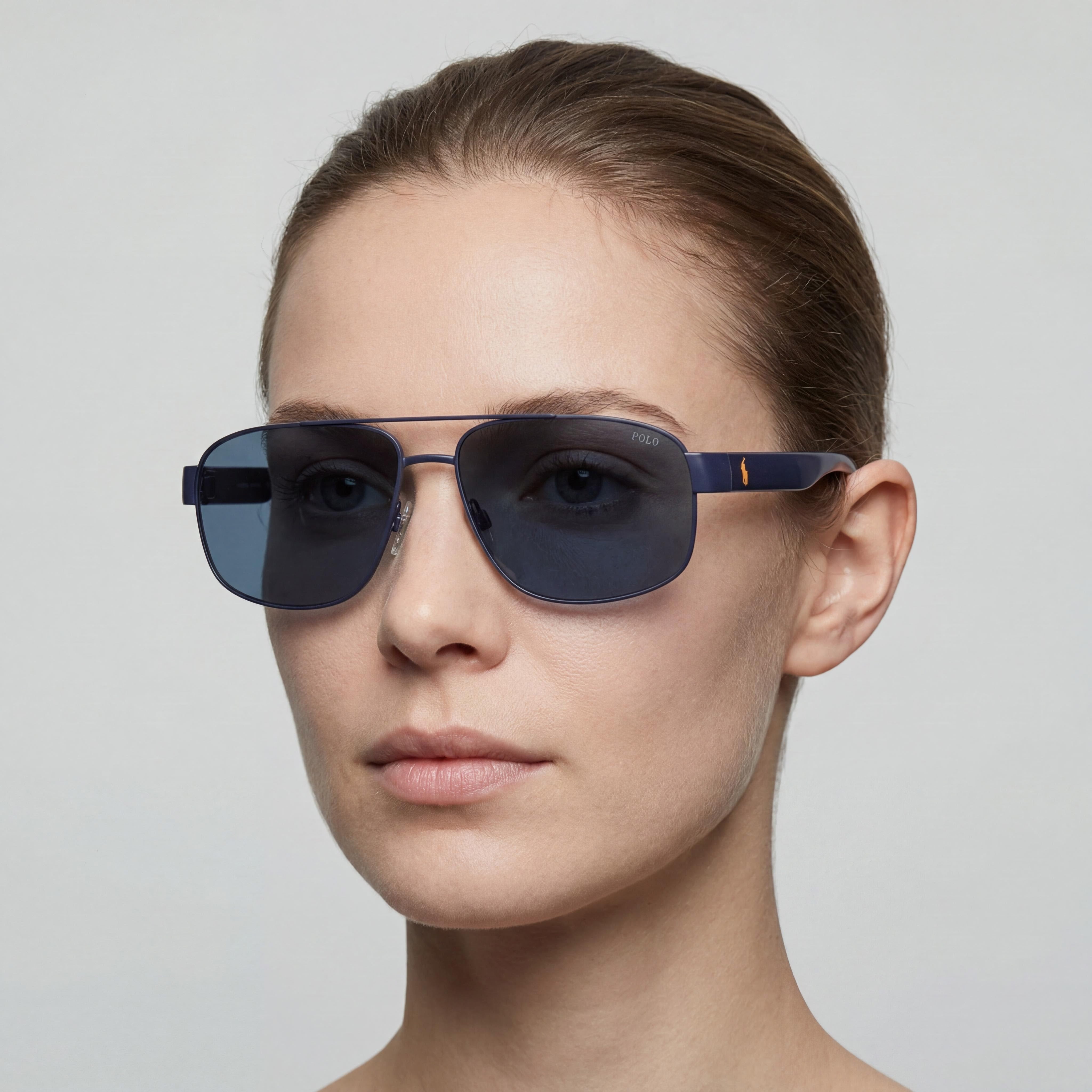 Gafas de sol POLO RALPH LAUREN Ph3156 para mujer, montura de metal azul marino, lentes azul oscuro, 62 mm de ancho de lente, Photo 4