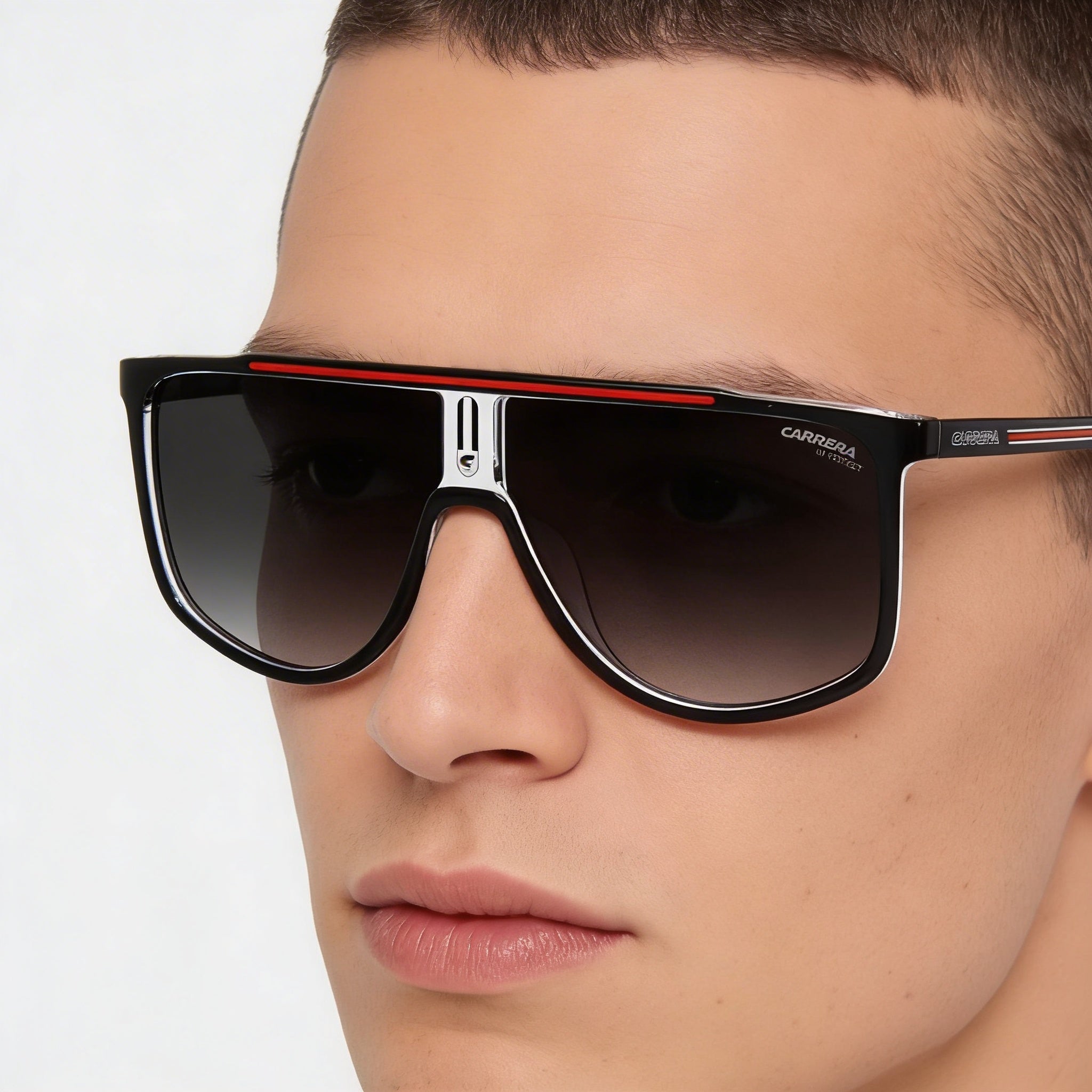 Carrera Contemporary Men's Injected Black Red Sunglasses with Gradient Black Red Grey Lenses 61mm, Photo 4
