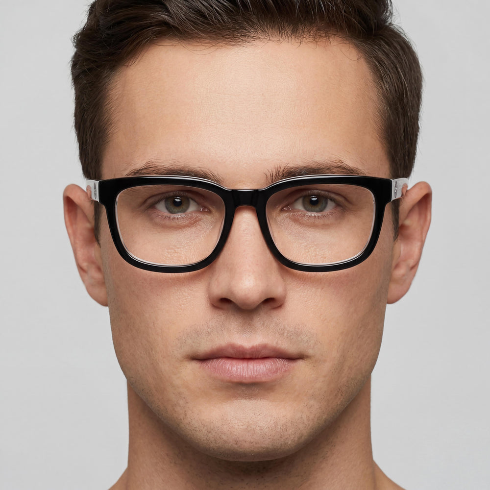 Converse Classic Unisex Acetate Black/Crystal Laminate Frame Eyeglasses 52mm
