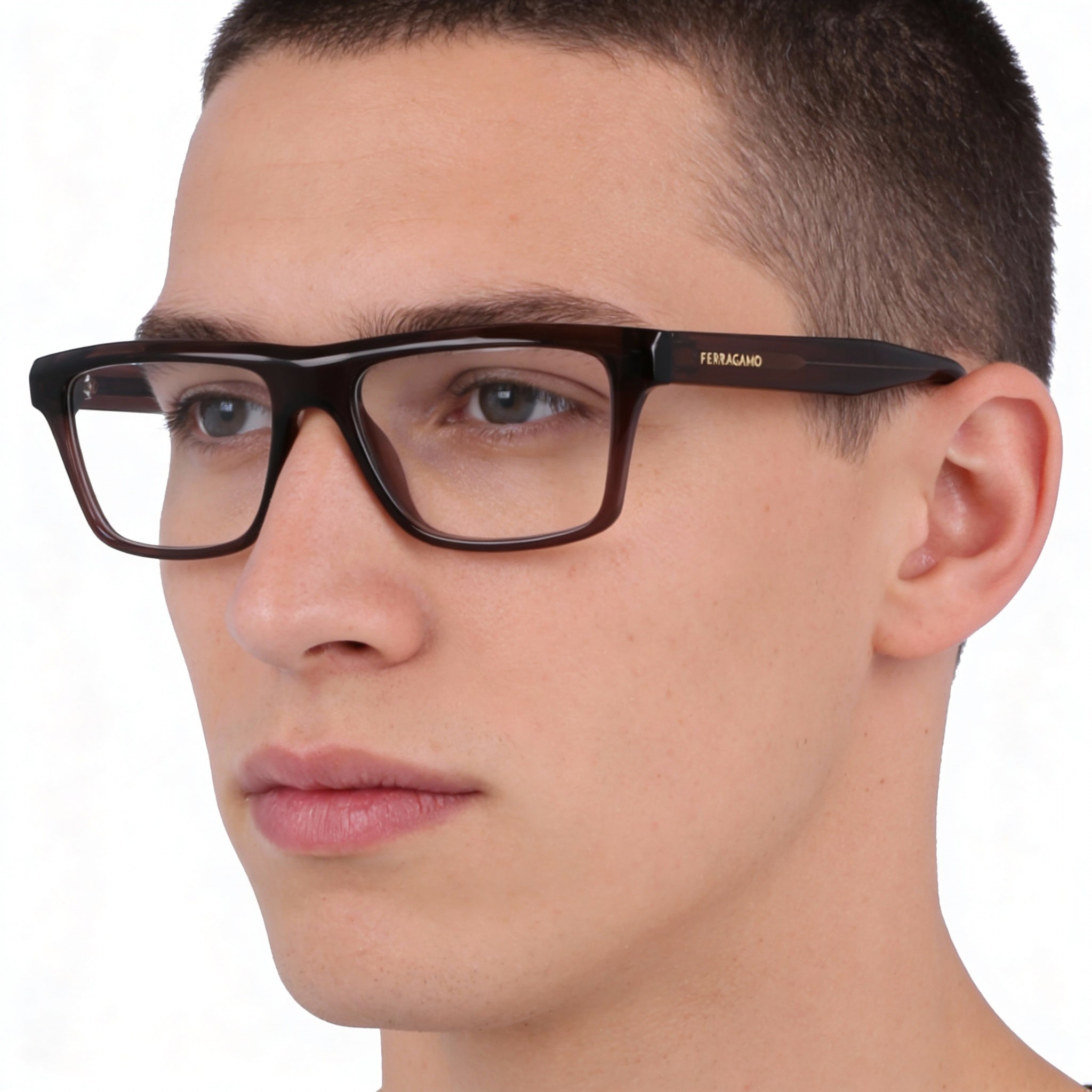 Ferragamo Sf2988 Men's Transparent Brown Metal Frame with Polarized Polycarbonate Lenses Eyeglasses 54-17-145mm, Photo 4