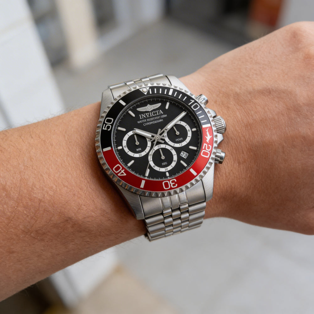 Invicta Pro Diver 49838 Unisex Silver Stainless Steel Case Black Dial Chronograph Quartz Watch 43mm