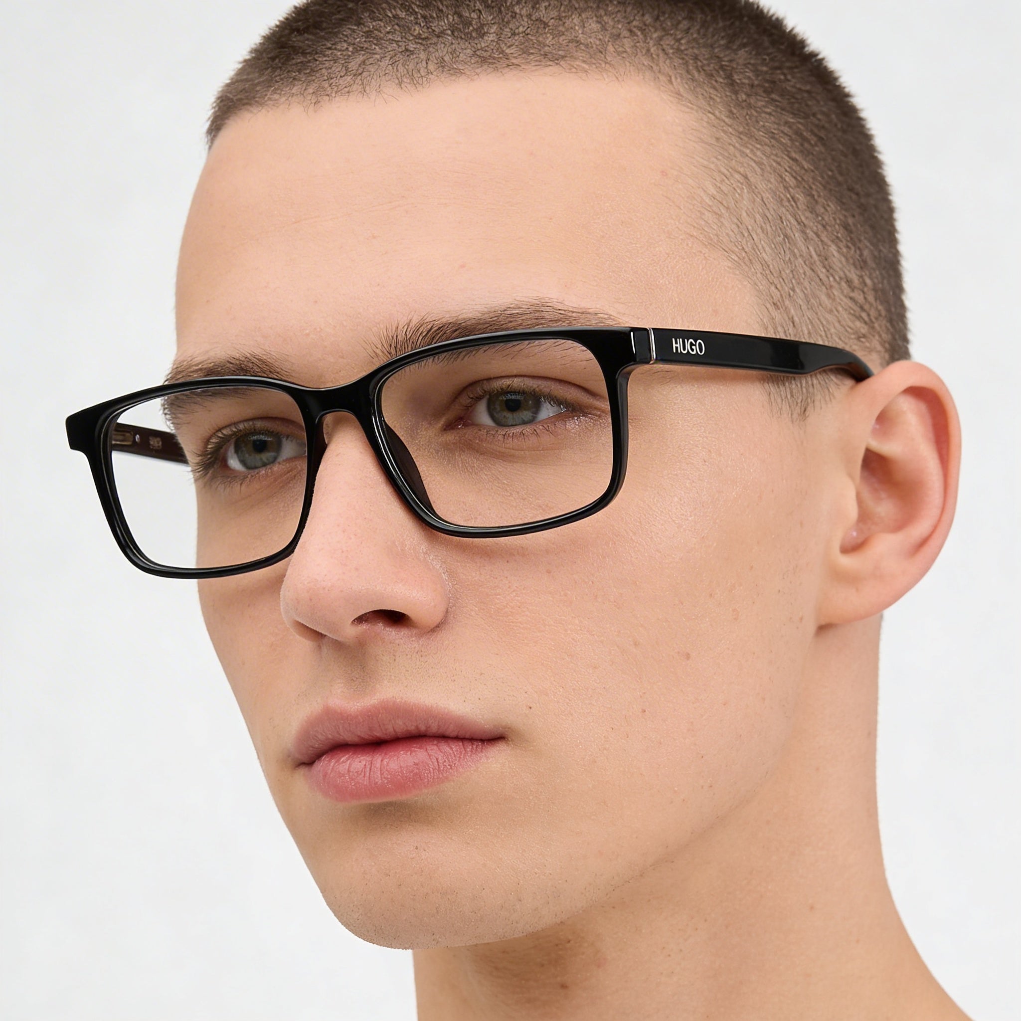 Gafas correctoras unisex HUGO HG 1163 con montura de celulosa negra y lentes de policarbonato, 55 mm, Photo 4